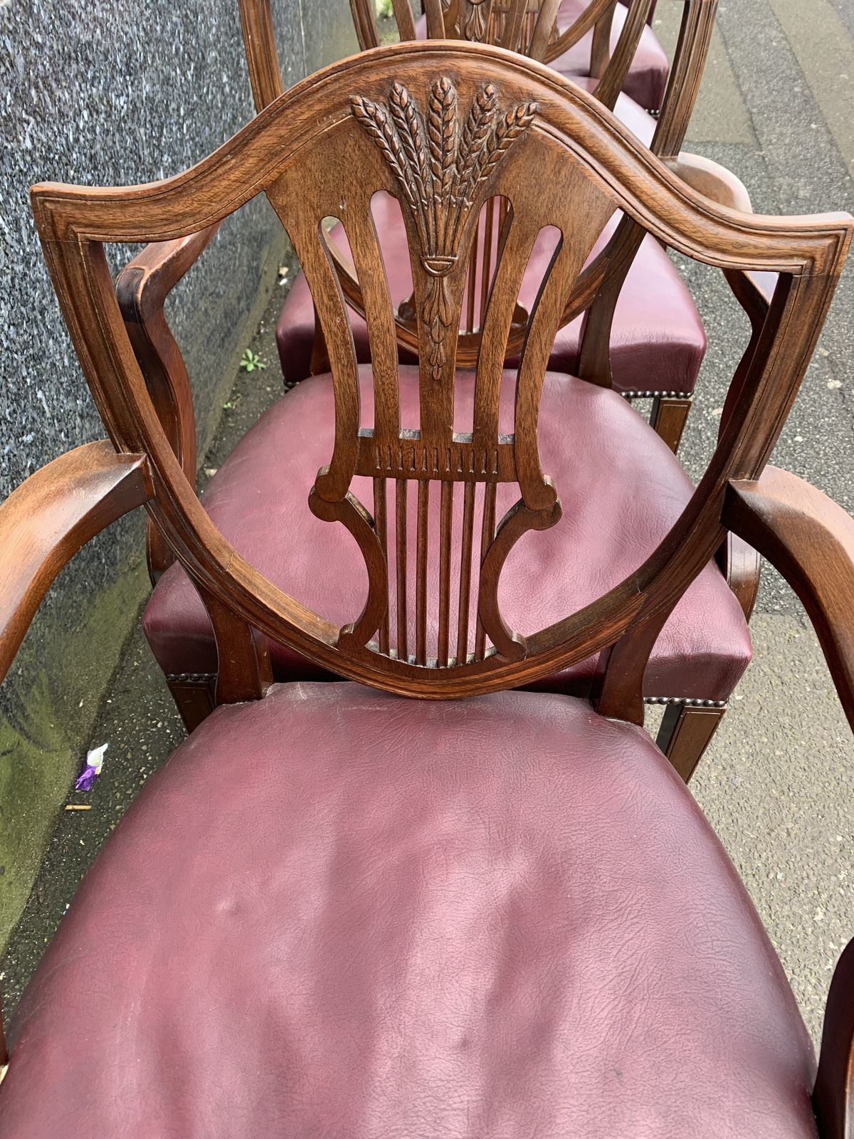 photo vinterior Set Of 8 Hepplewhite Style Dining Chairs 6 Chairs 2 Carvers