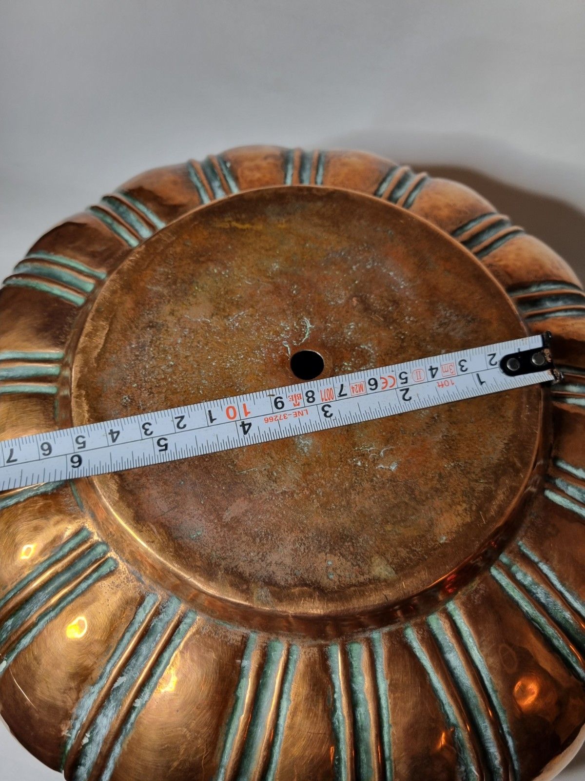 photo buy Antique Copper Planter  Jardinière Bowl Ornate Reppouse Gadrooned  Drainage Hole