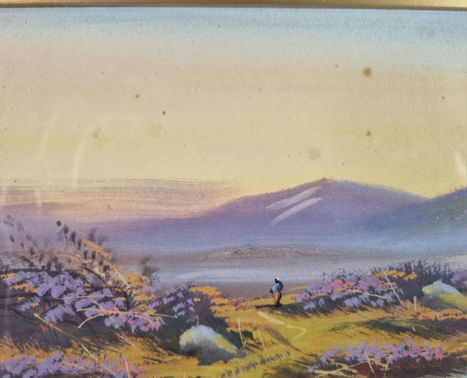 Early 20th Century Gouache Watercolour Painting Landscape Framed  By J. Monti photo for sale