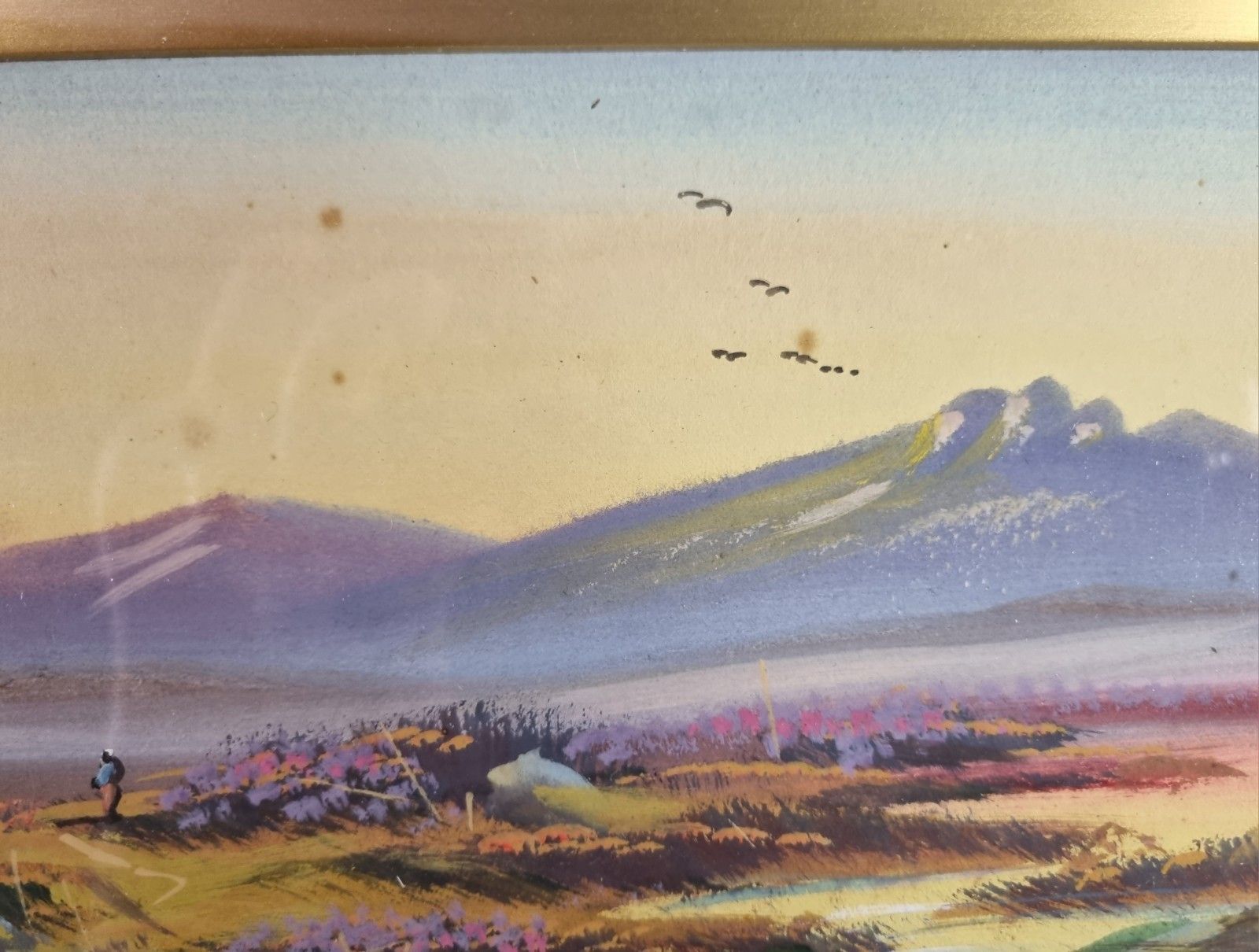 Early 20th Century Gouache Watercolour Painting Landscape Framed  By J. Monti photo Art