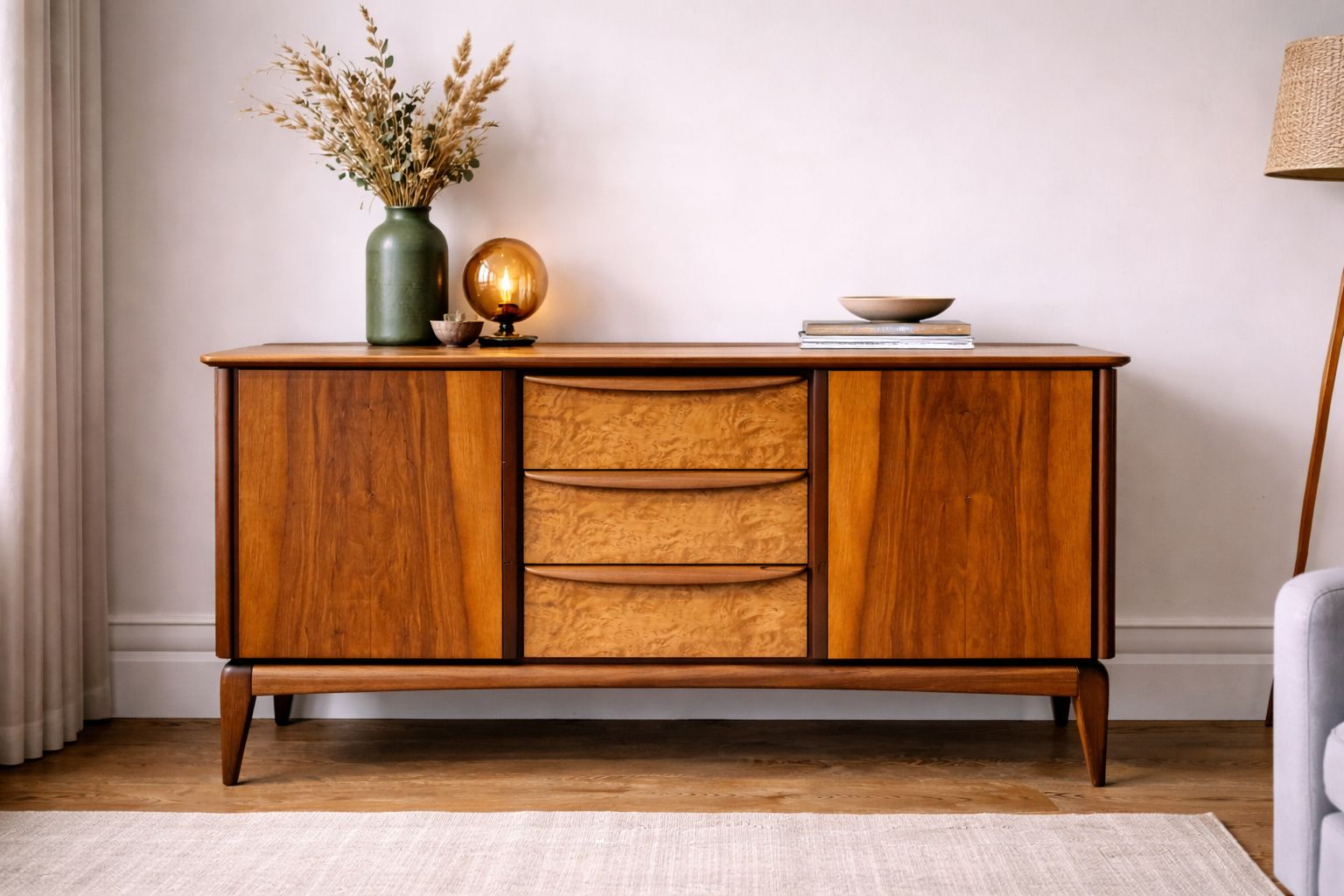 McIntosh Teak Sideboard – Mid Century 1960s – Fully Restored – Burr Drawers
