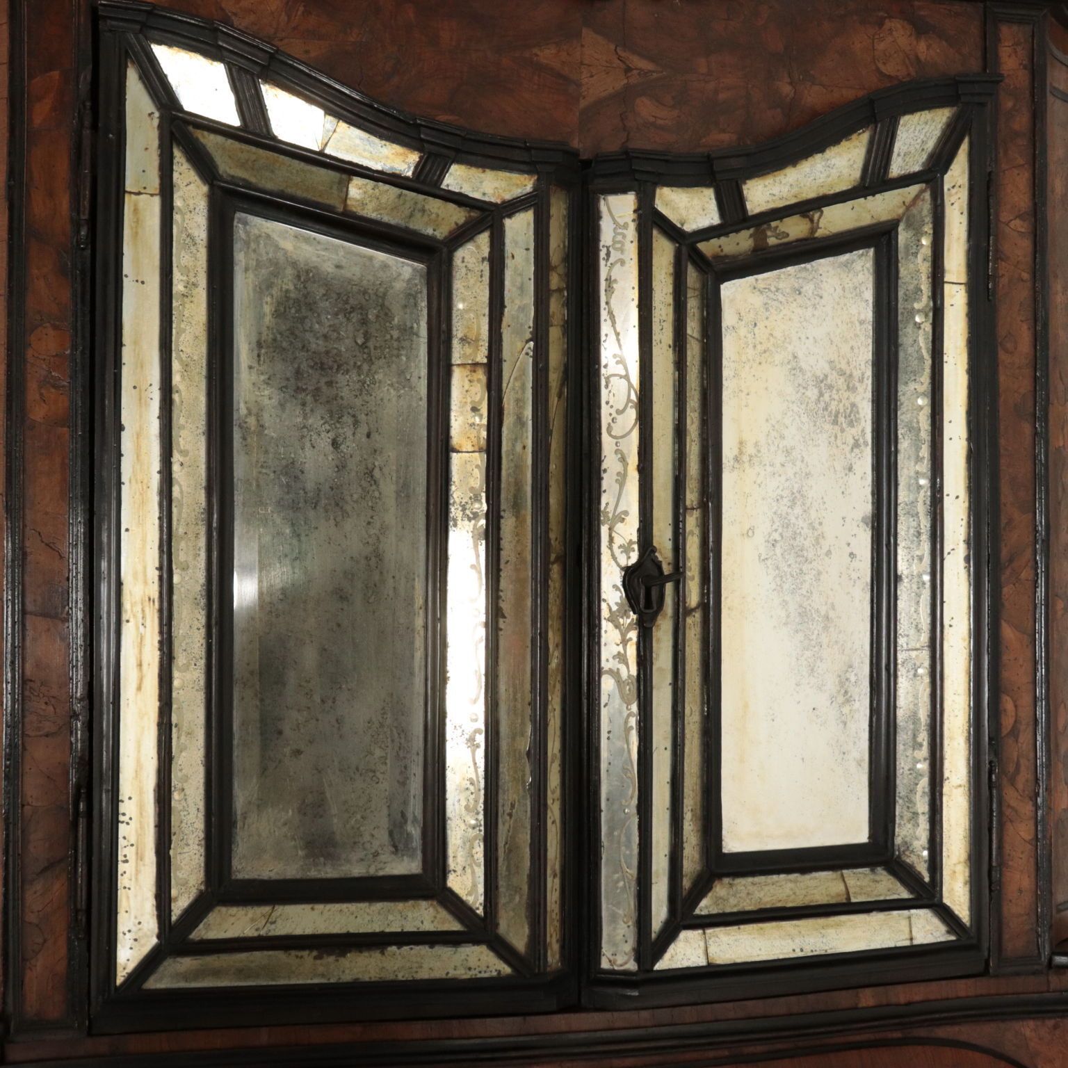 Antique Trumeau With Mirrors Walnut Slab Italy XX Century photo vinterior