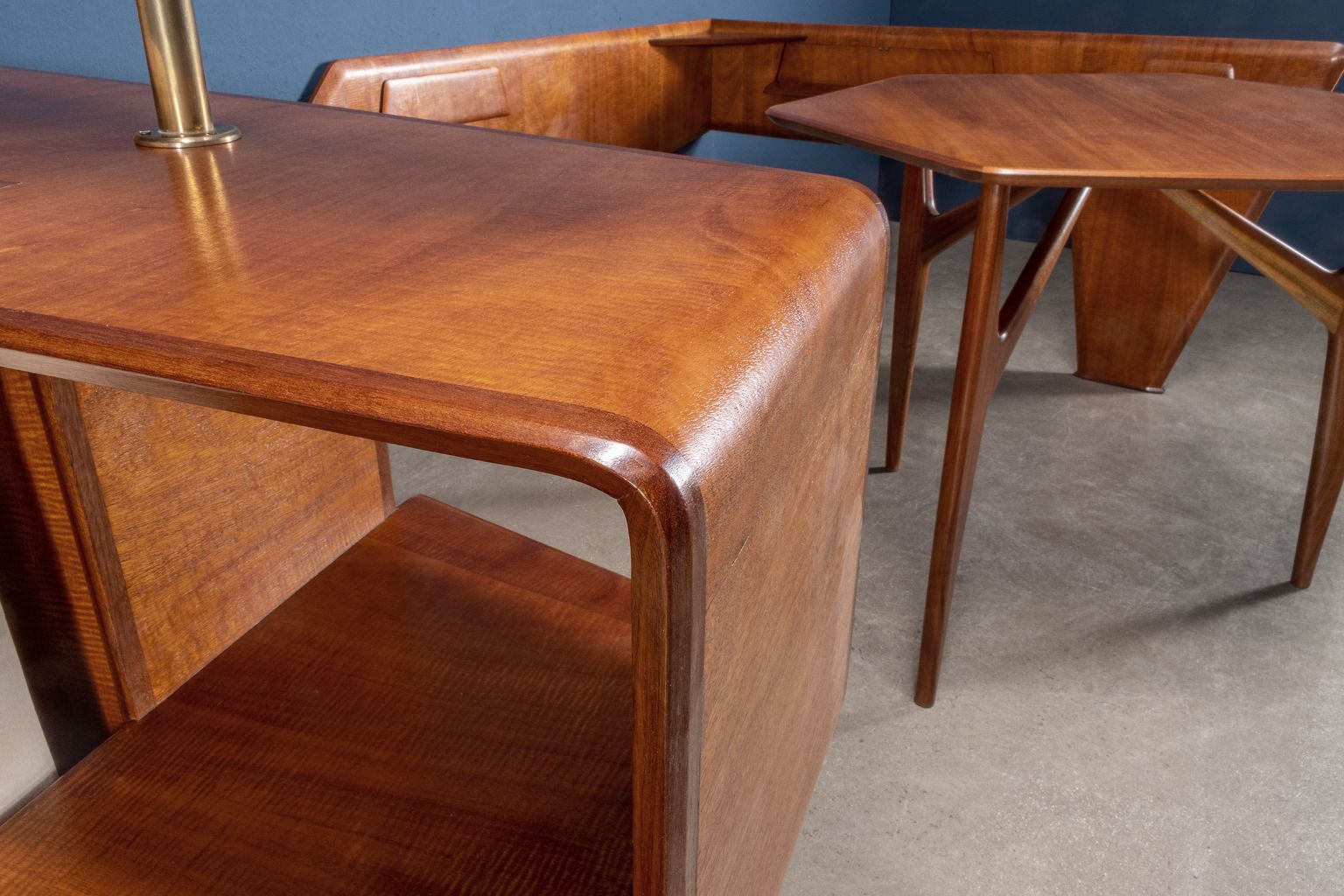 Vintage Living Room Furniture Unique Piece Mahogany Veneer 1950s photo vinterior