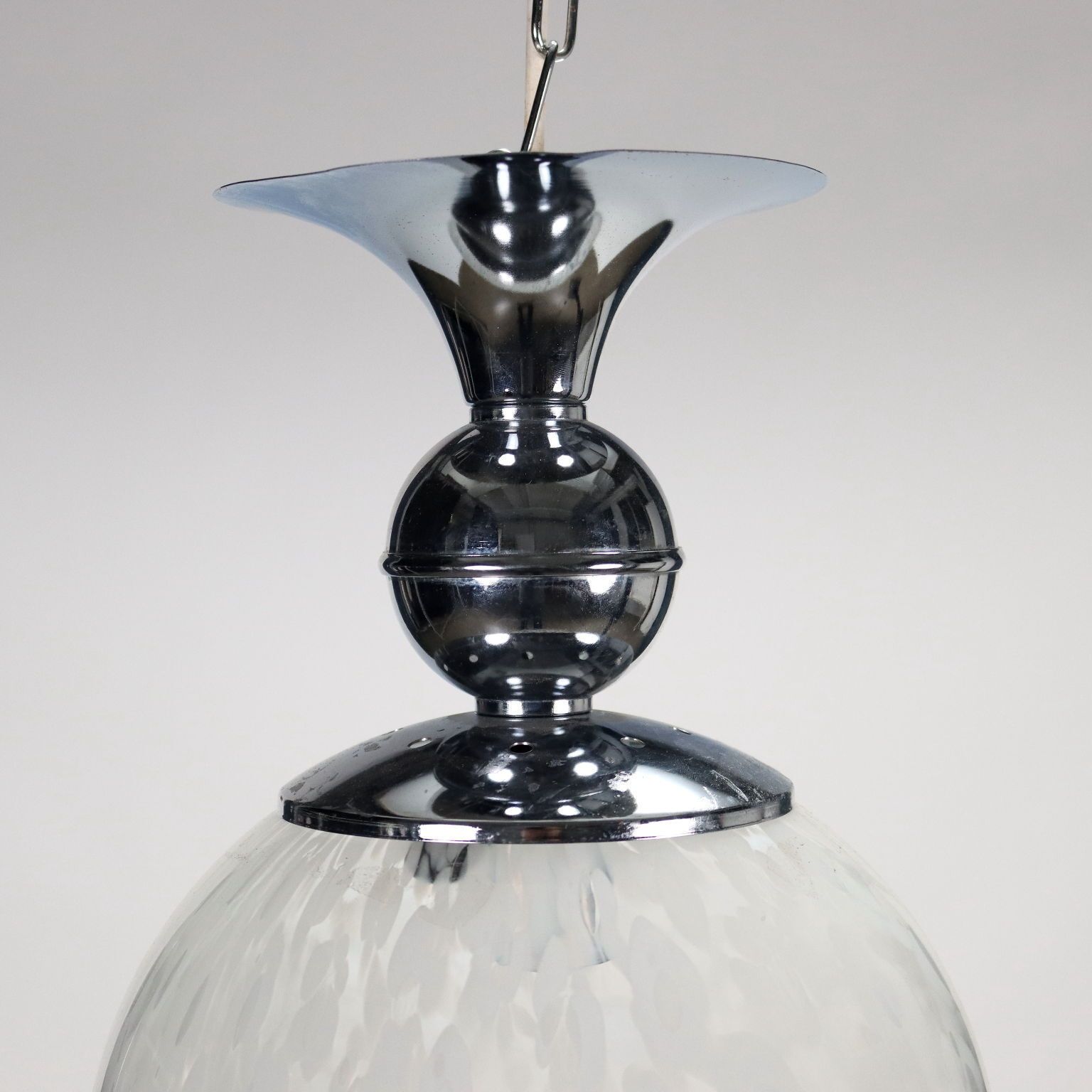 Group Of 2 Lamps Chromed Metal Glass Italy 1960s photo Lighting