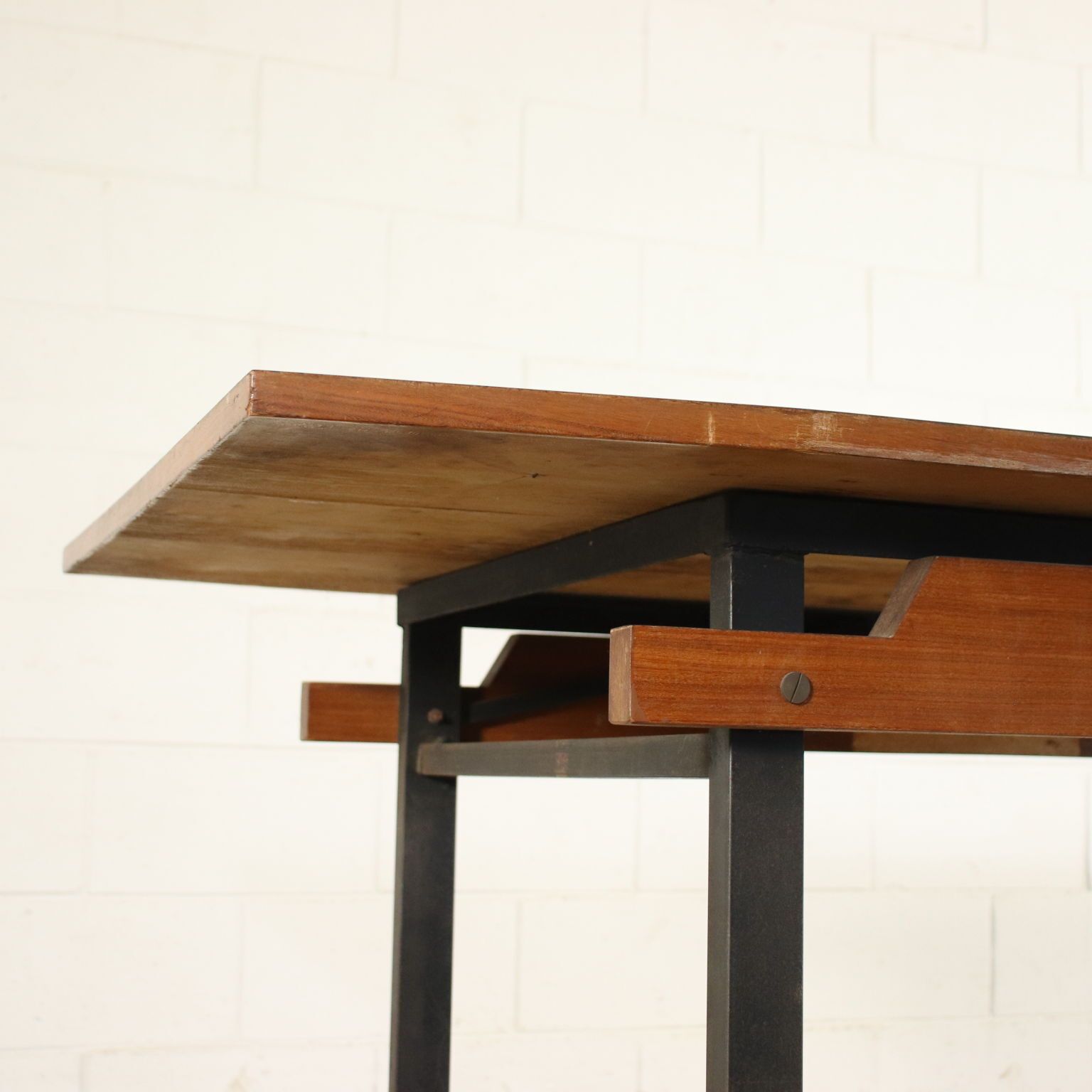 Table Mahogany Formica Metallic Enamelled Italy 1960s photo 850.0