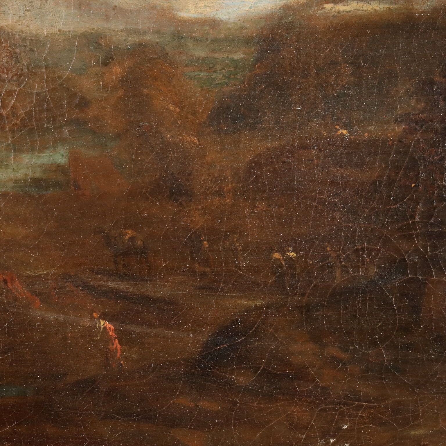 Antique Painting Landscape With Figures Oil On Canvas XVIII Century photo vinterior