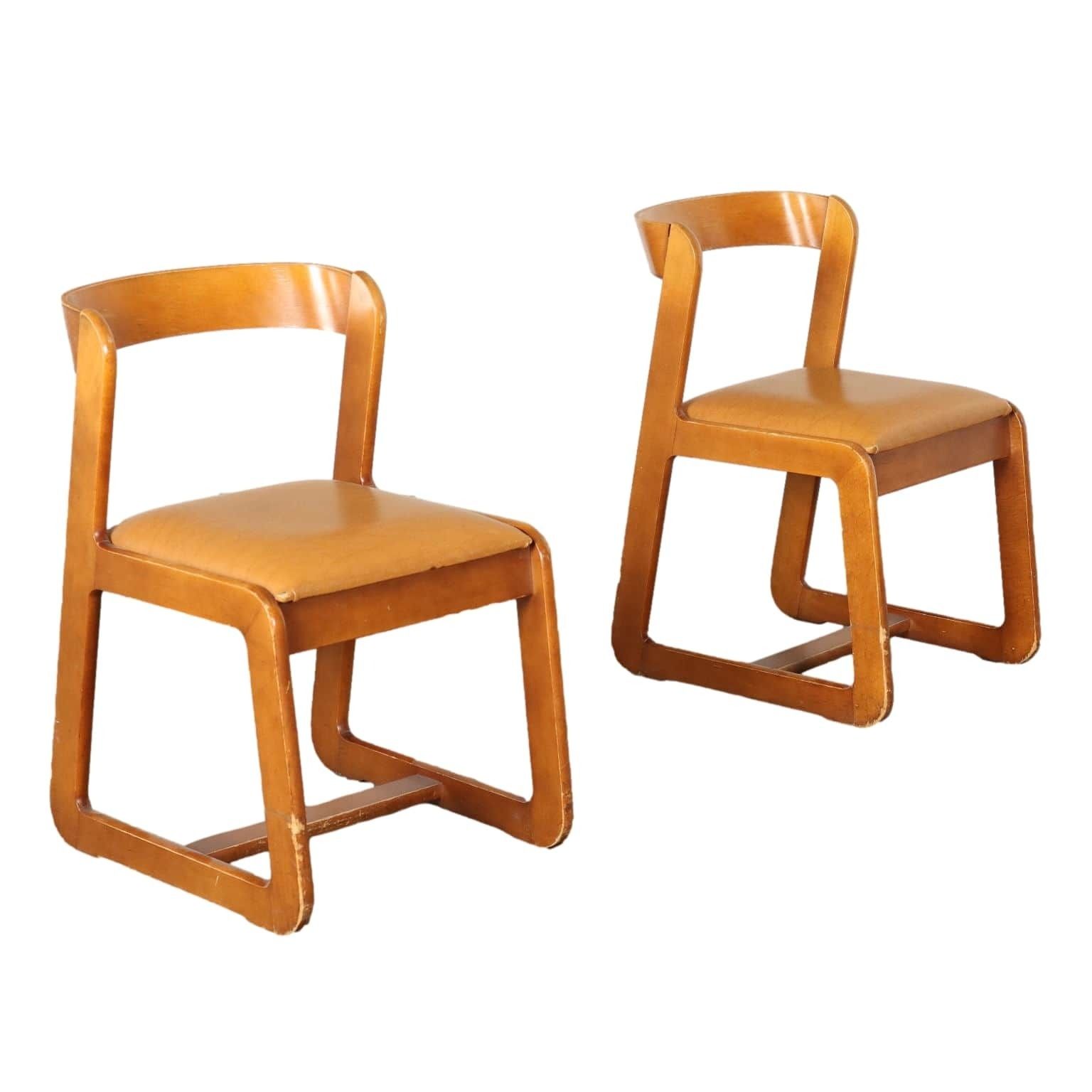 Vintage Chairs By Mario Sabot 1970s Painted Beech Wood Cloth