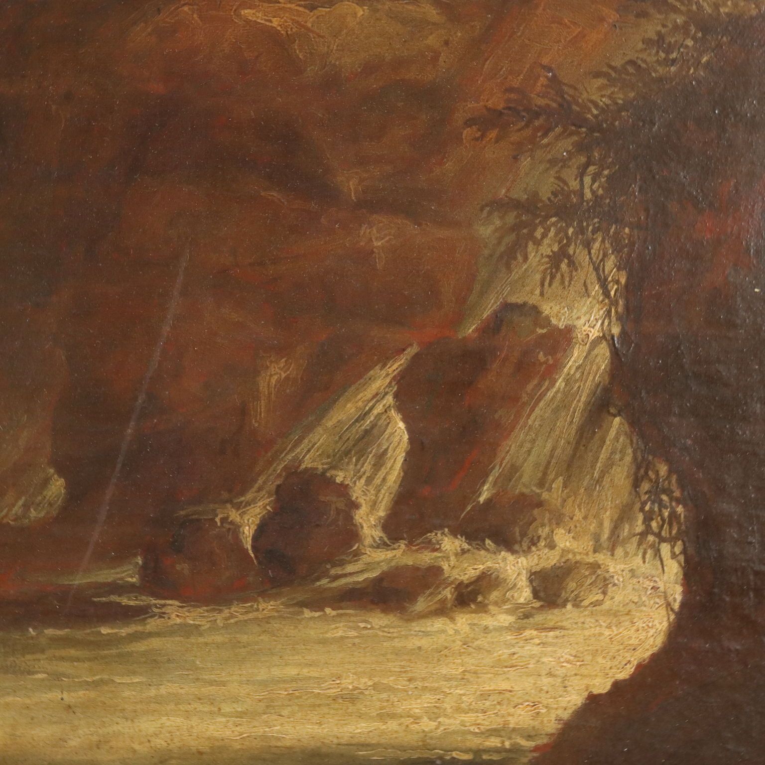 Sea Landscape With Figures Oil On Canvas '700 Art Ancient Painting photo vinterior