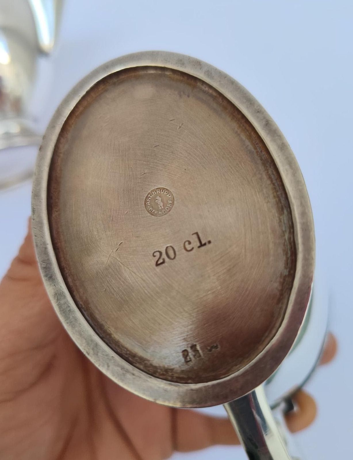 photo for sale Pair Of Krupp Berendorf Art Deco Nickel Silver Teapots Or Gravy Boats, Giò Ponti Era