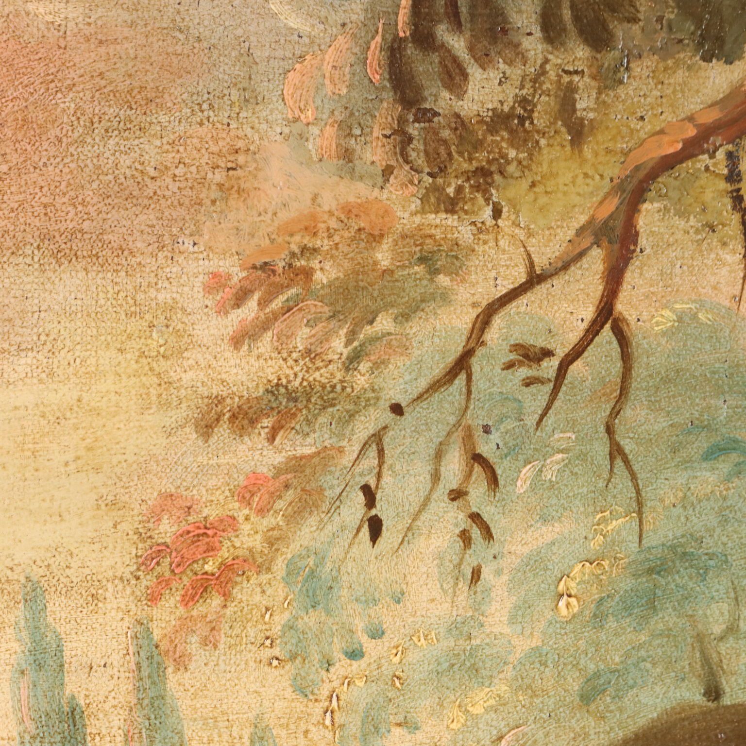 Oval Painting Landscape With Figures Oil On Canvas XIX XX Century photo vinterior