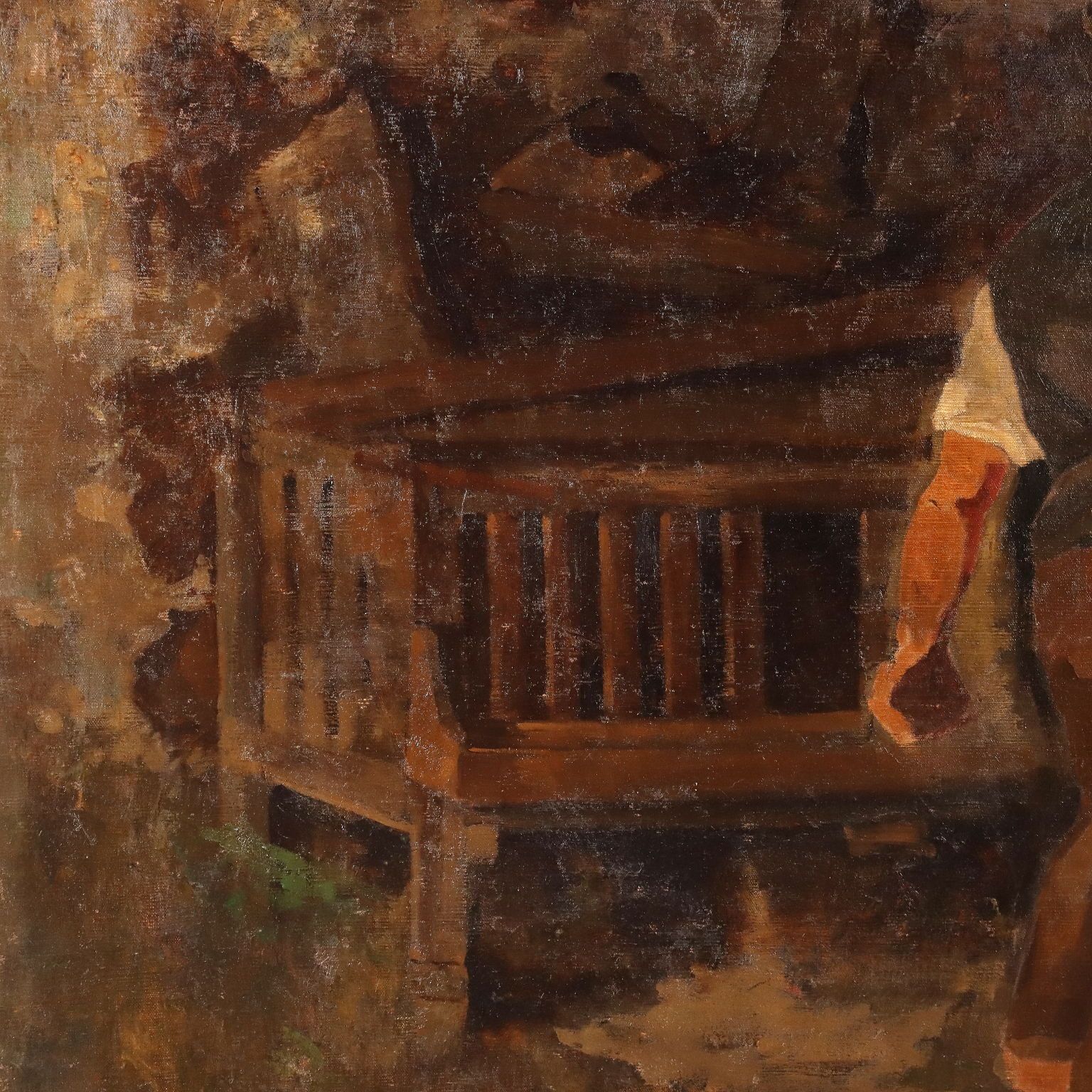 Ancient Painting G. Sottocornola '800 Interior Of A Stable Canvas photo 3610.0