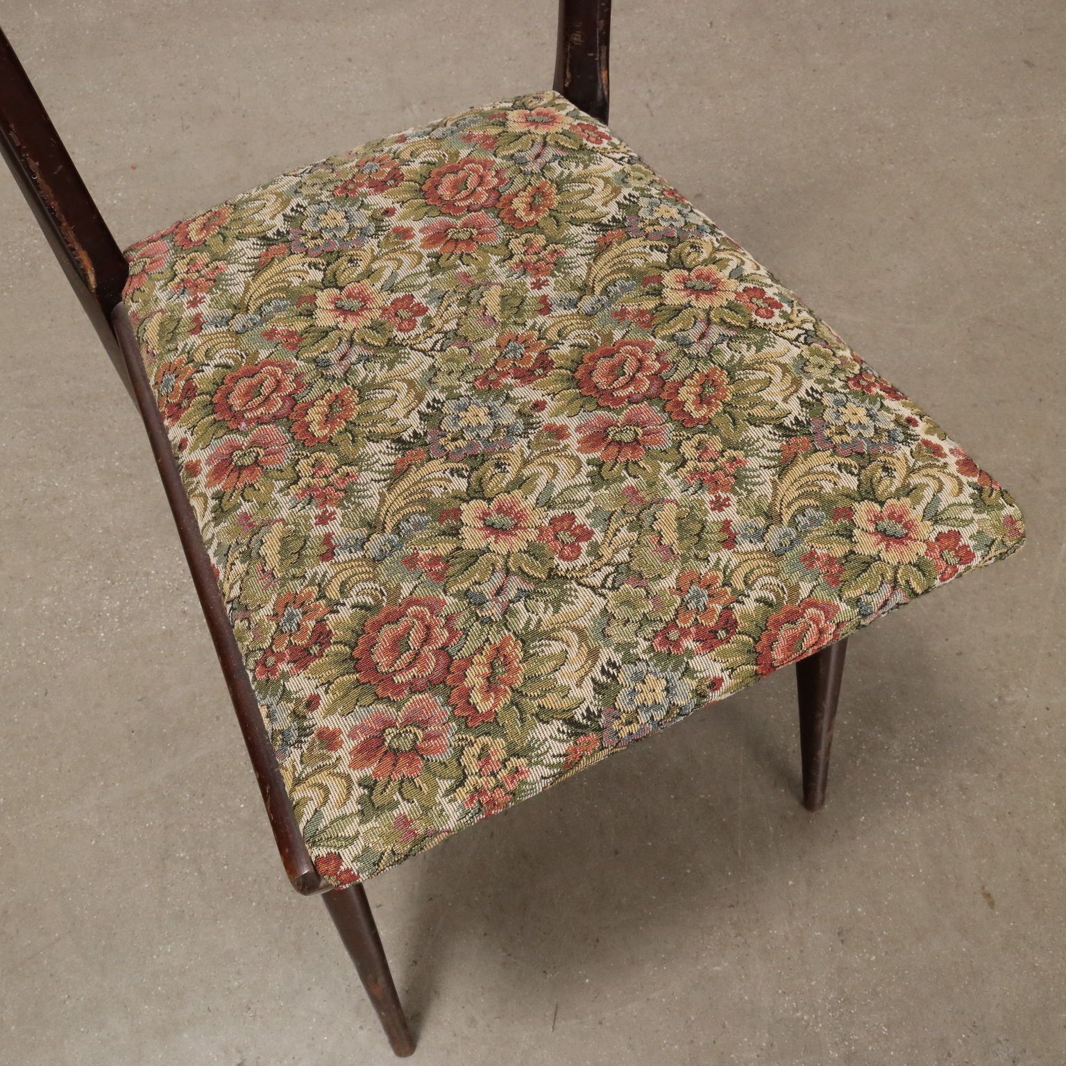 Vintage Chairs Ebony Painted Wood Fabric Italy 1960s photo buy