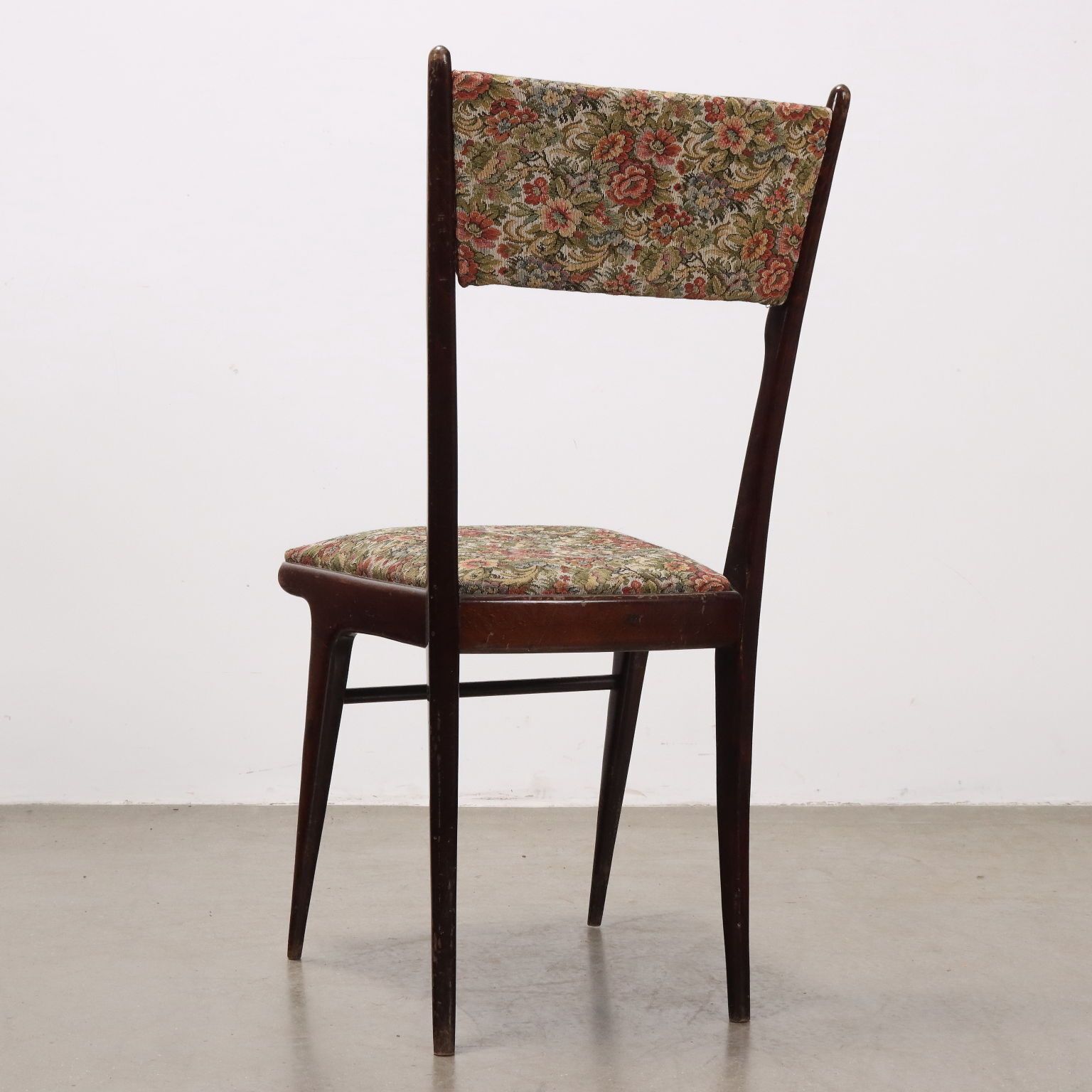 Vintage Chairs Ebony Painted Wood Fabric Italy 1960s photo vintage
