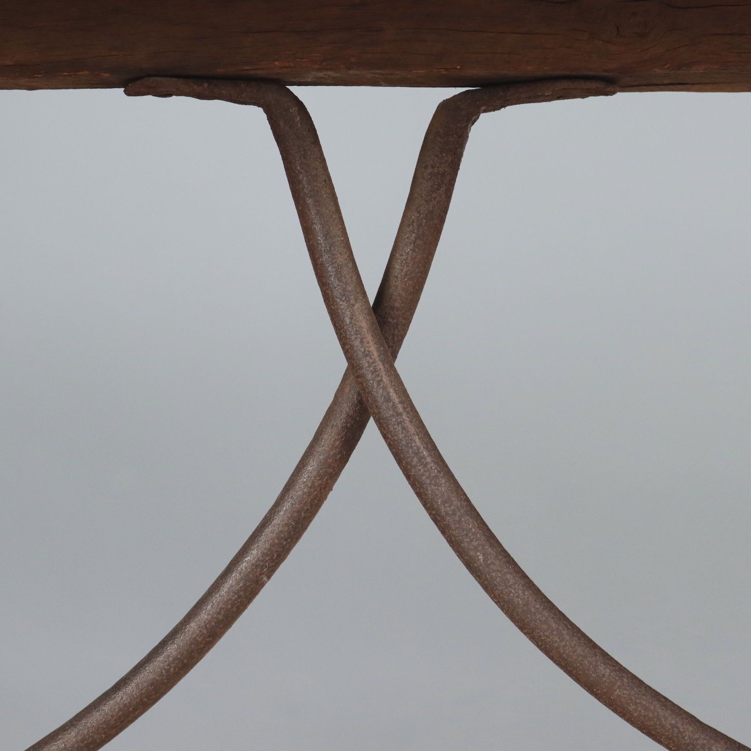 Antique Refectory Table Walnut Wrought Iron Italy XX Century photo vintage
