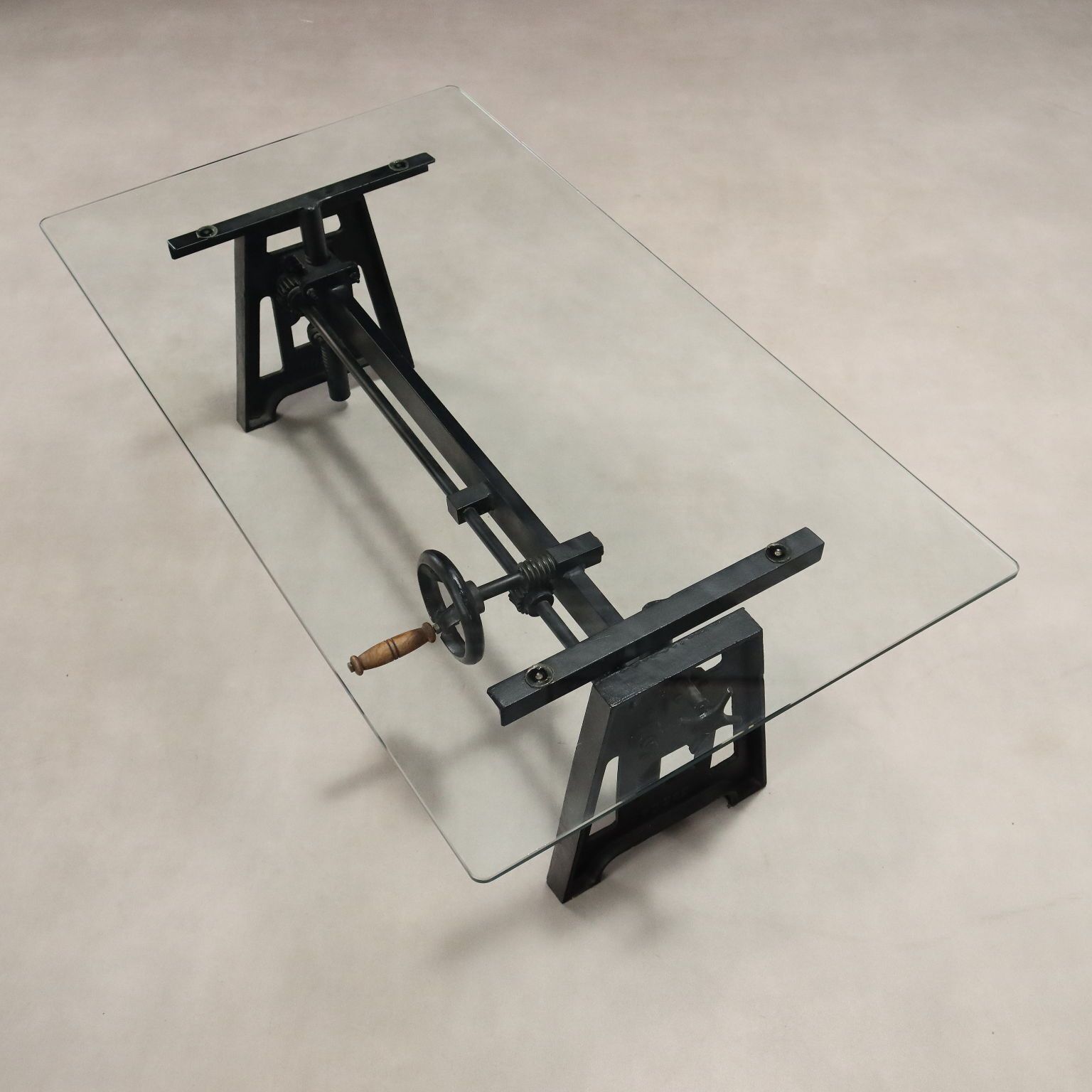 Antique Adjustable Coffee Table Iron Glass Italy XX Century photo 1060.0