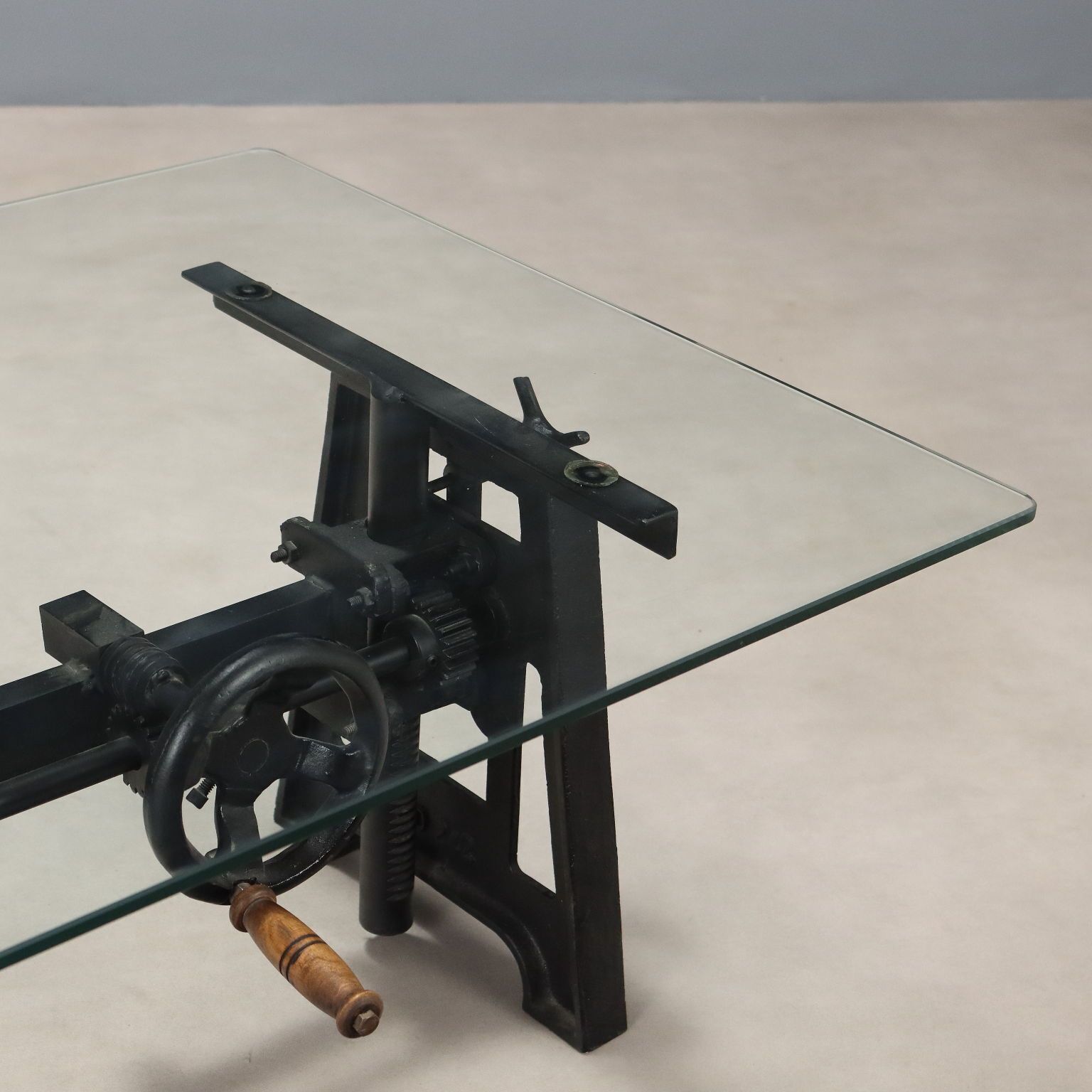 Antique Adjustable Coffee Table Iron Glass Italy XX Century photo buy