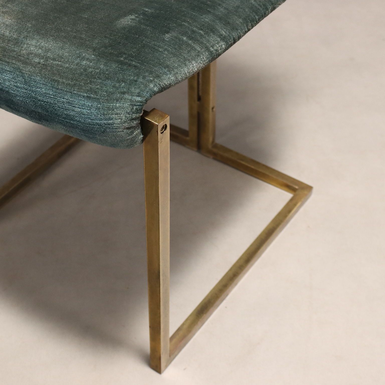 Vintage Chairs Brass Plated Metal Fabric Design Italy 1960s photo vinterior