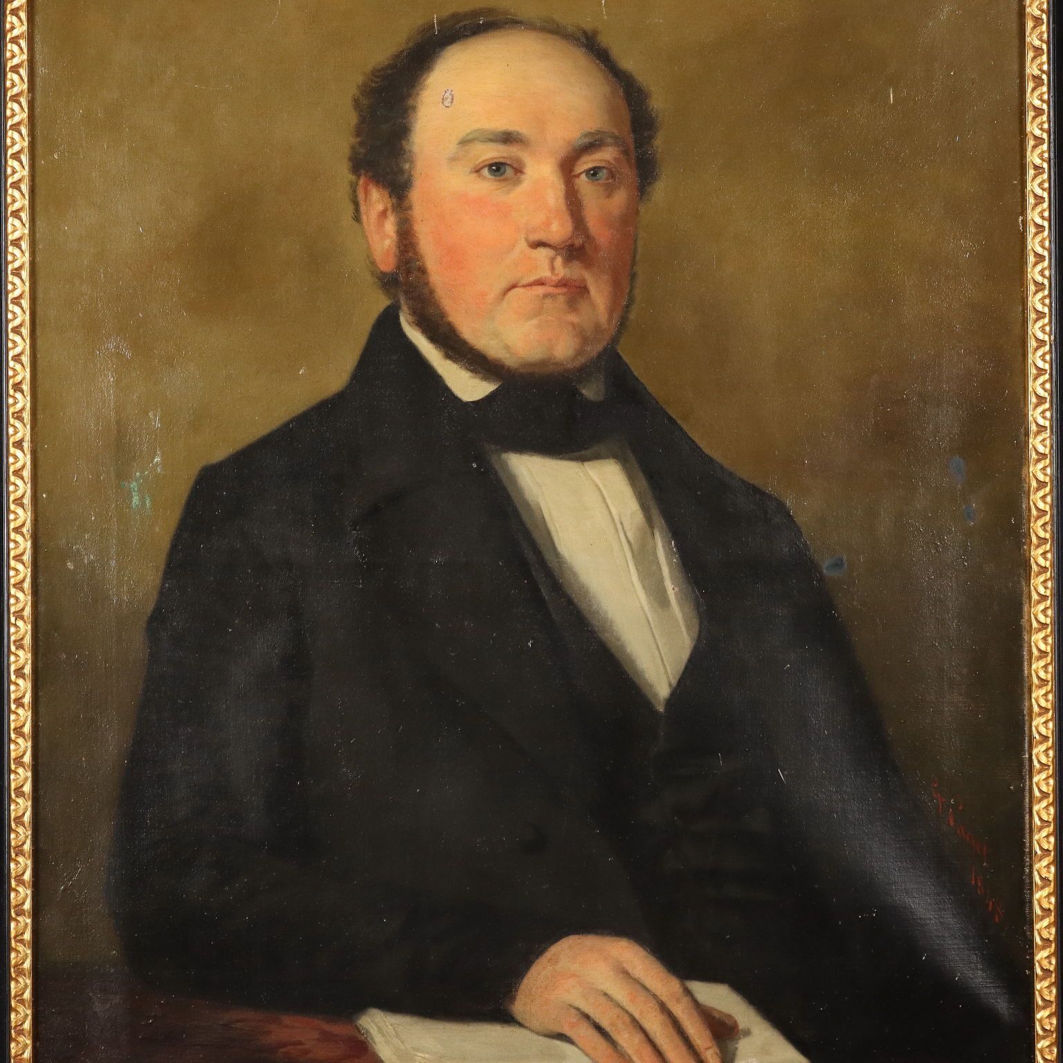 Antique Painting Signed Germain Paget Oil On Canvas France 1848 photo for sale