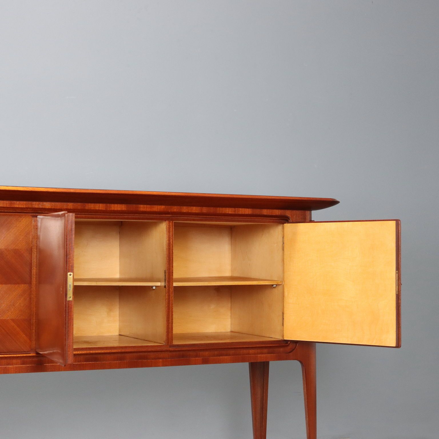Vintage Cabinet Mahogany Veneer Glass Design Italy 1950s photo 3490.0