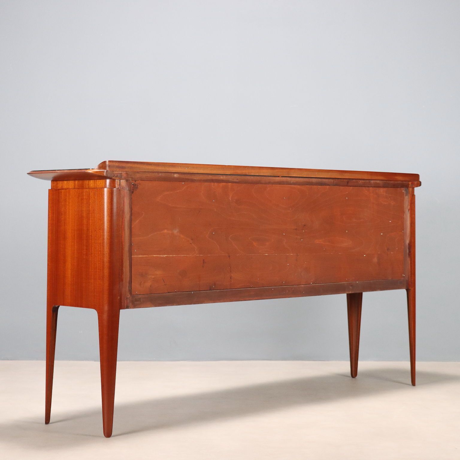 photo for sale Vintage Cabinet Mahogany Veneer Glass Design Italy 1950s