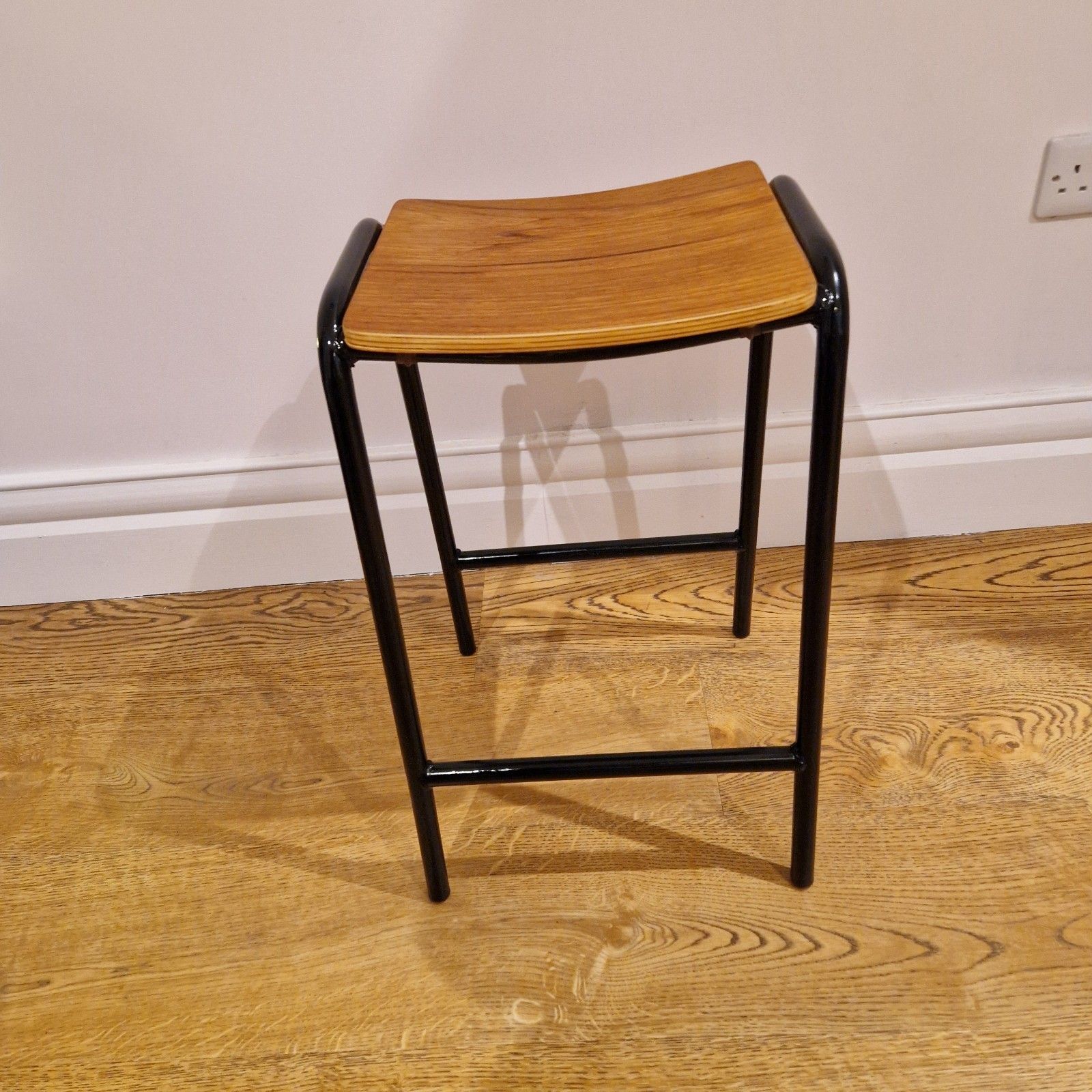 photo furniture Vintage Restored Classroom Stools, Set Of 2, Industrial Metal & Wood