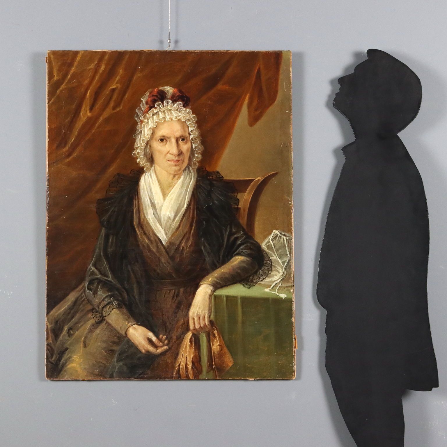 Antique Painting Portrait Of A Noblewoman Oil On Canvas XIX Century photo furniture