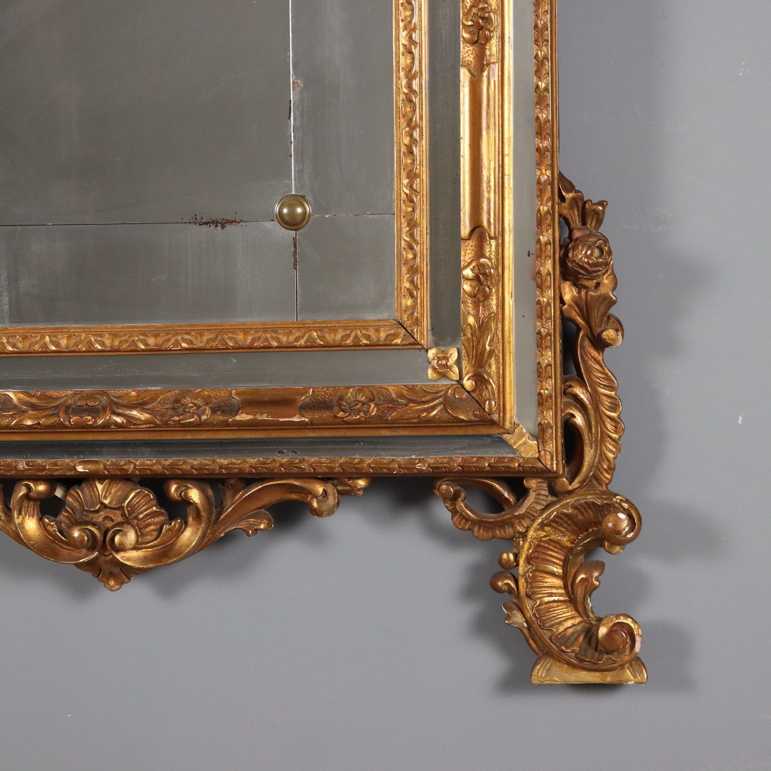 Mirror Baroque Style Carved Wood Italy XIX Century photo vintage