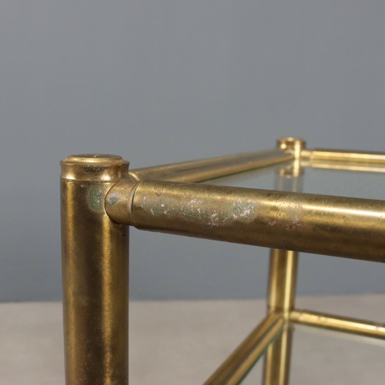 Vintage Coffee Tables Brass Double Top Design Italy 1970s photo vinterior