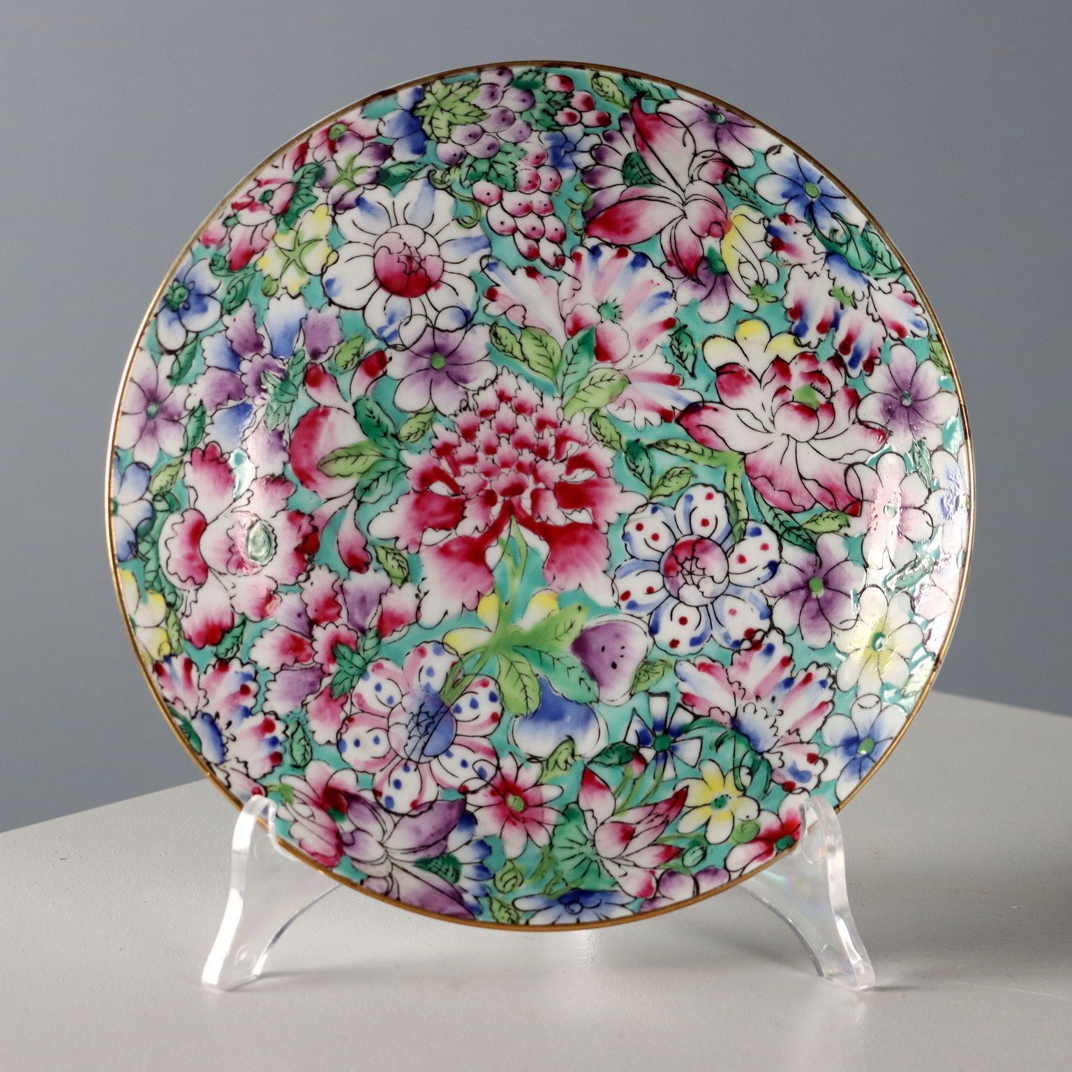 Antique Porcelain Plates Flower Decorations China XX Century photo buy