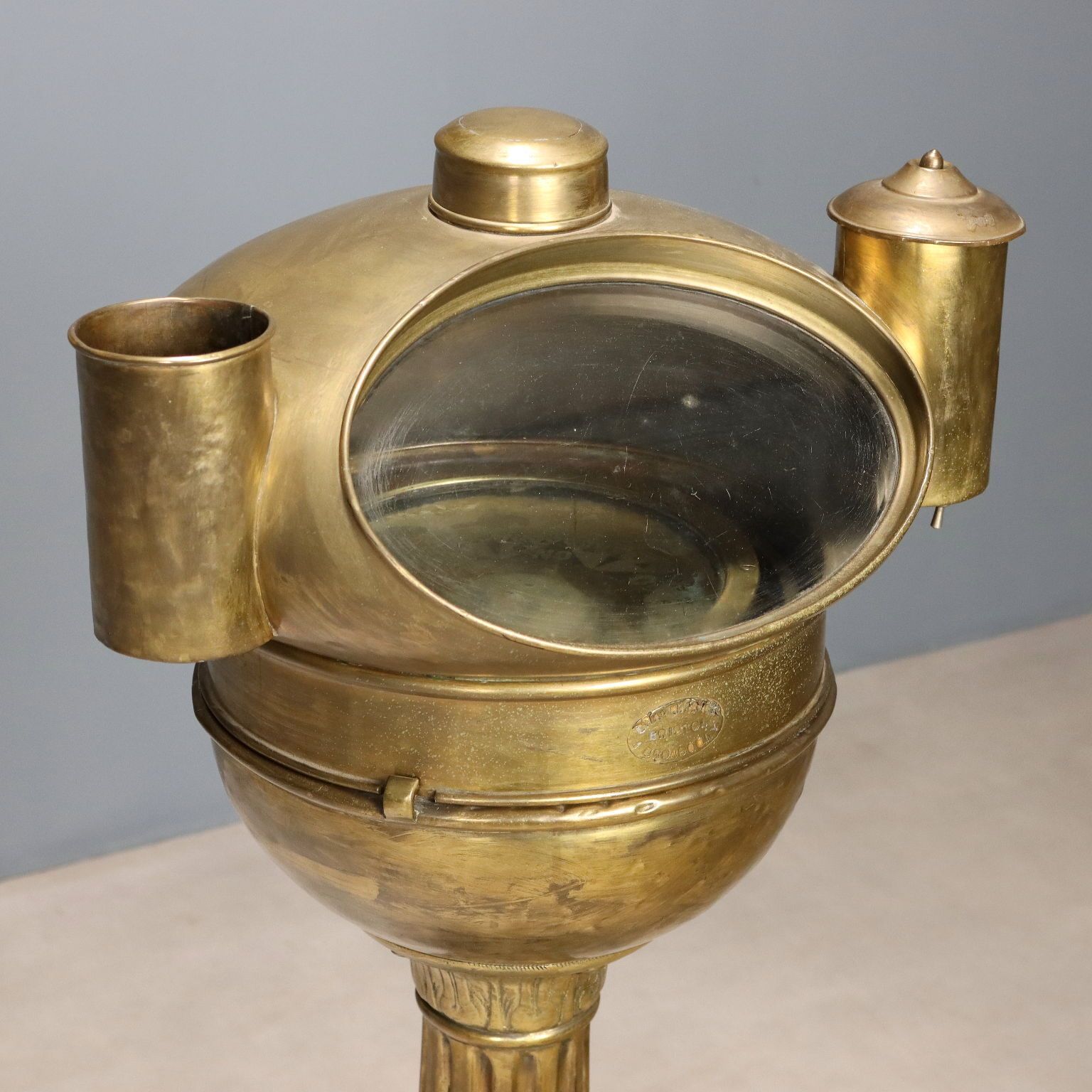 Antique Nautical Compass In A Binnacle England XX Century photo vinterior