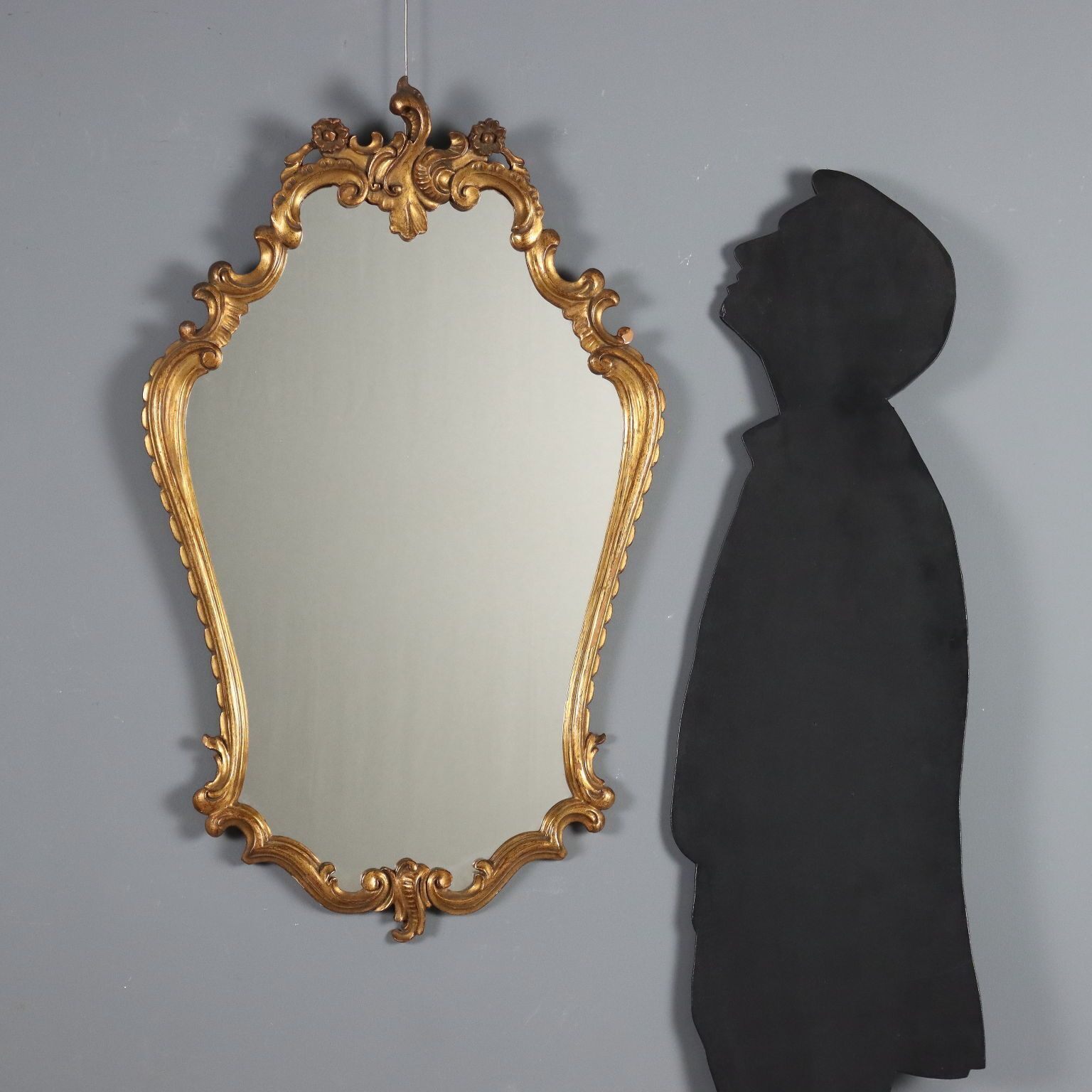 Antique Mirror Carved Gilded Wood Italy Early XX Century photo for sale