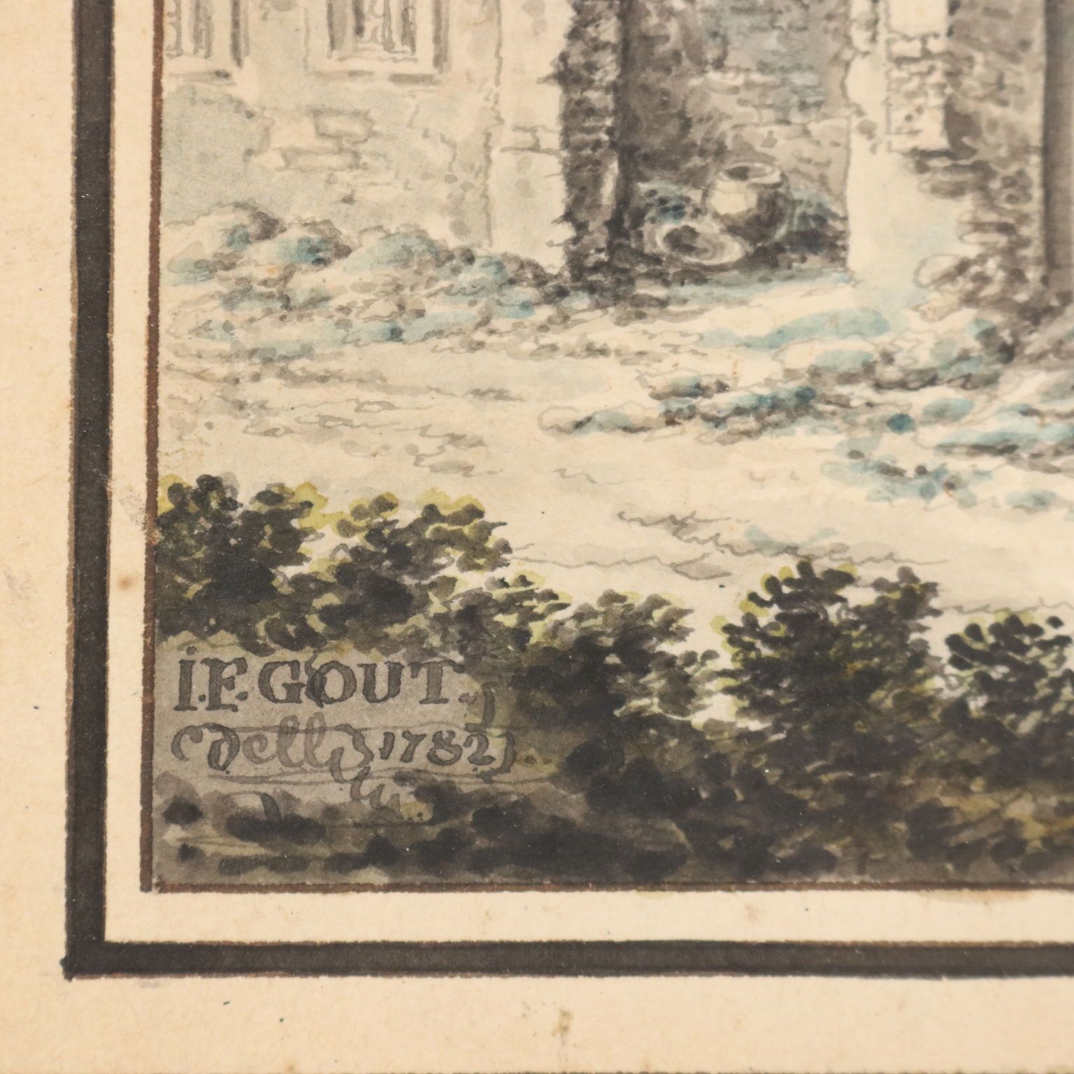 Antique Painting Signed Johann Franz Gout Church In Ruins 1782 photo buy