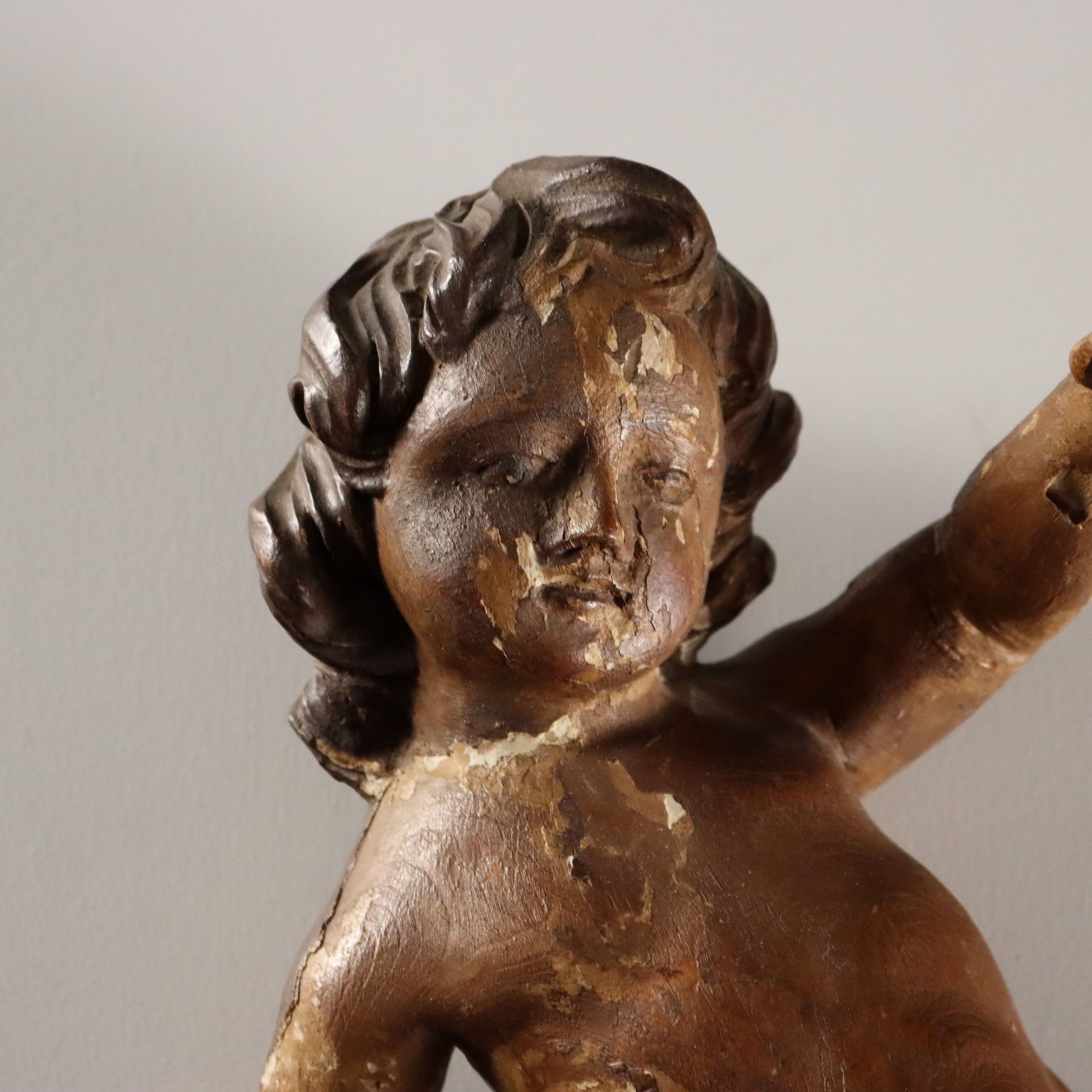 Antique Cherubs Lacquered Gilded Carved Wood Italy XVIII Century photo Art
