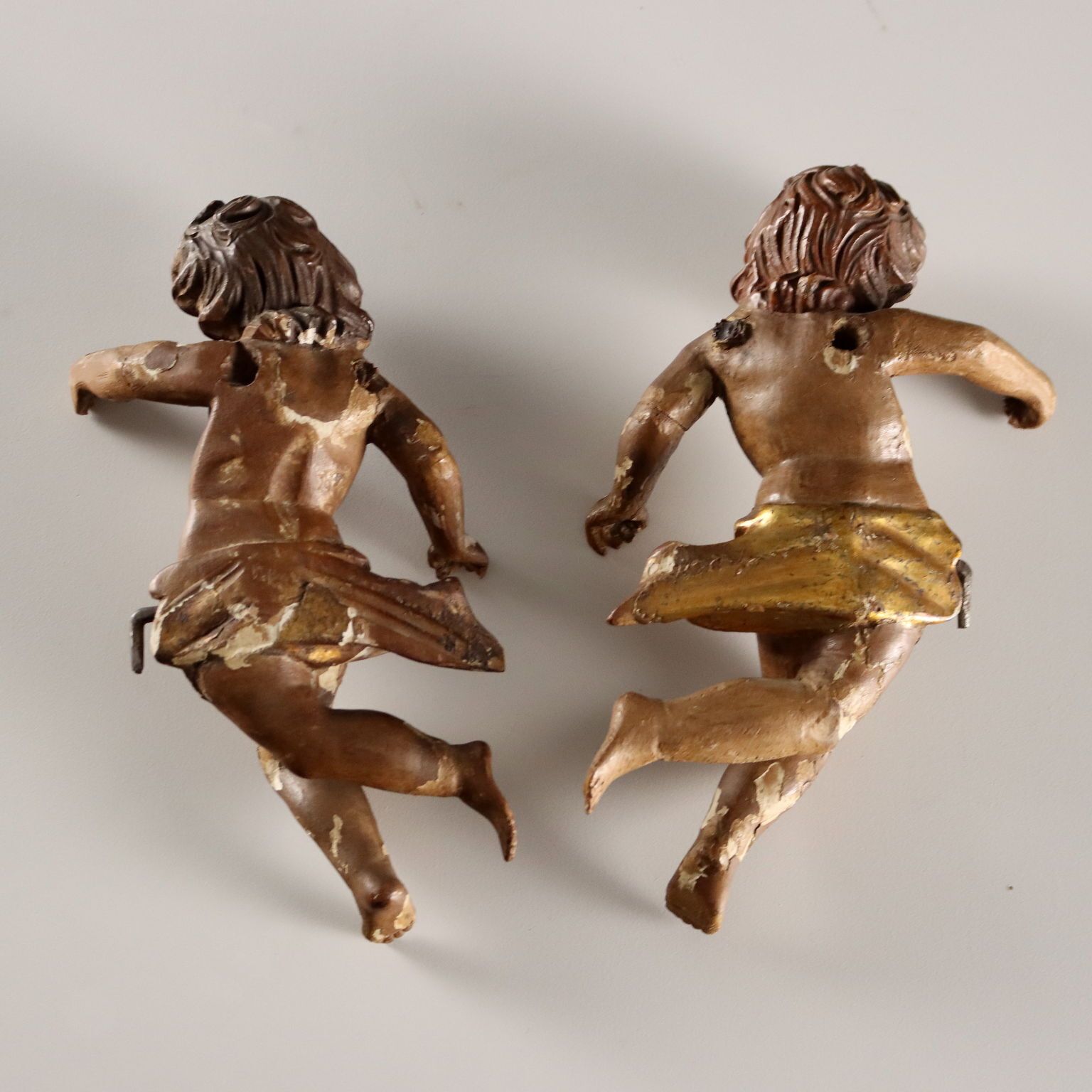 810.0 Antique Cherubs Lacquered Gilded Carved Wood Italy XVIII Century photo