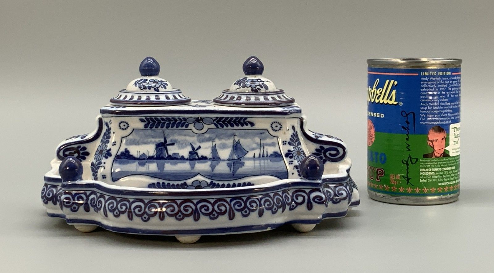 Dutch Delft Desktop Inkwell Stand Blue And White Faience Late 19th Century photo Home Decor