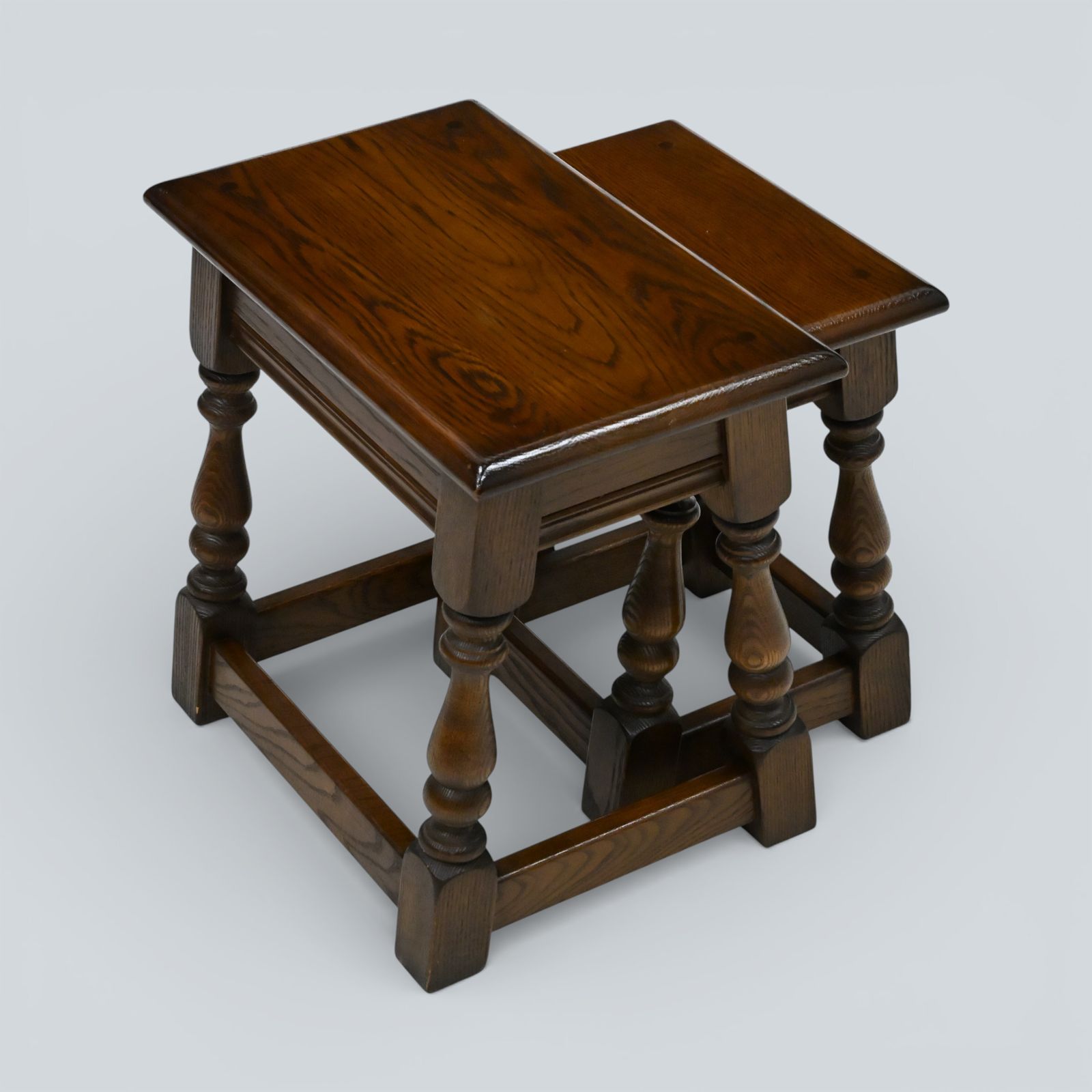 Old Charm Oak Nest Of 2 Tables Model 1494 Light Oak Finish Free Uk Delivery photo vinterior