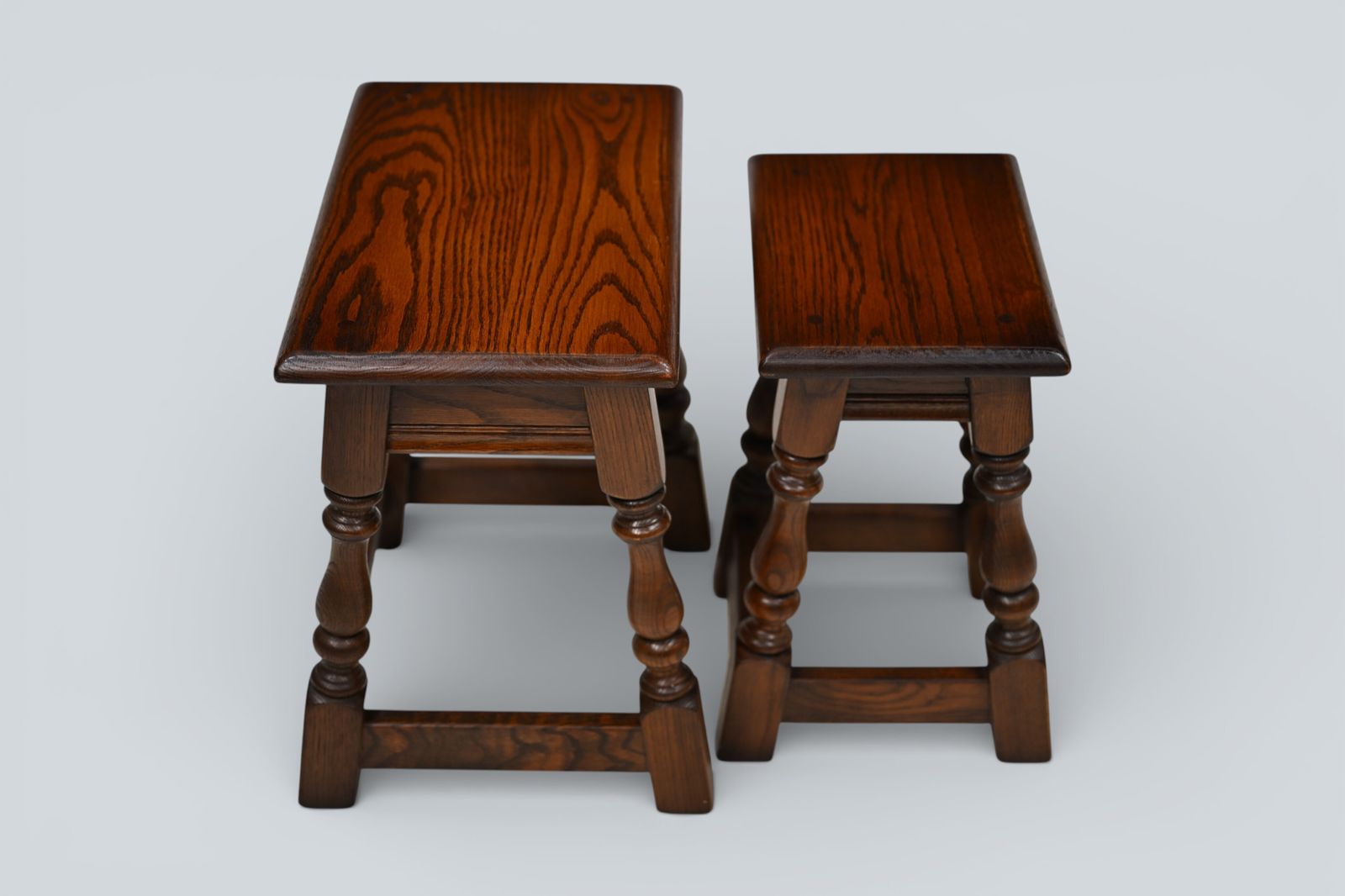 photo furniture Old Charm Oak Nest Of 2 Tables Model 1494 Tudor Brown Finish Free Uk Delivery