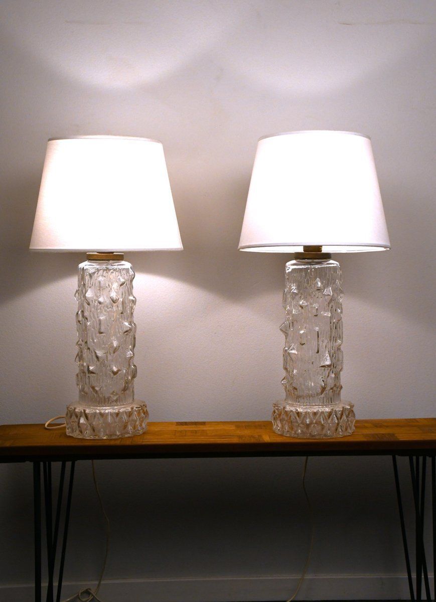 Large Glass Table Lamps By Henrik Blomqvist For Tranås Stilarmatur, 1960s, Set Of 2 photo 2484.0