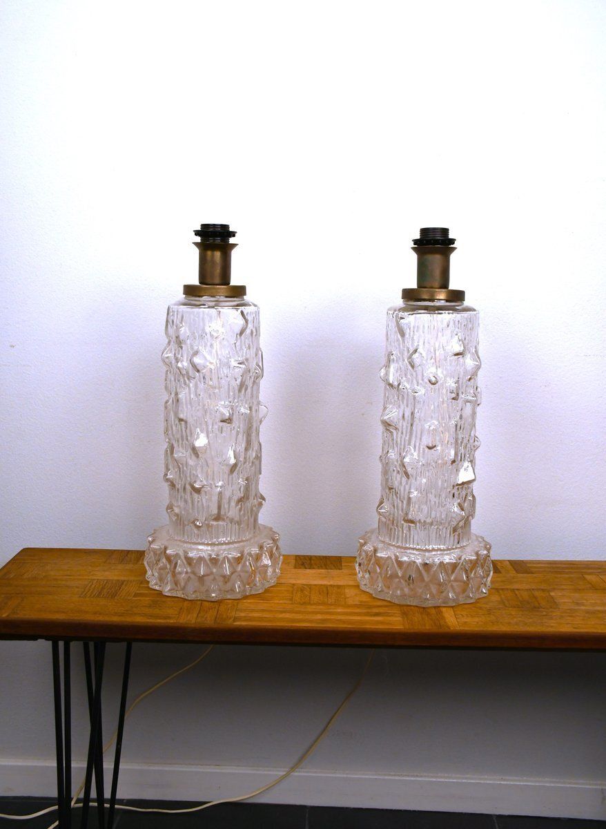 Large Glass Table Lamps By Henrik Blomqvist For Tranås Stilarmatur, 1960s, Set Of 2 photo vinterior