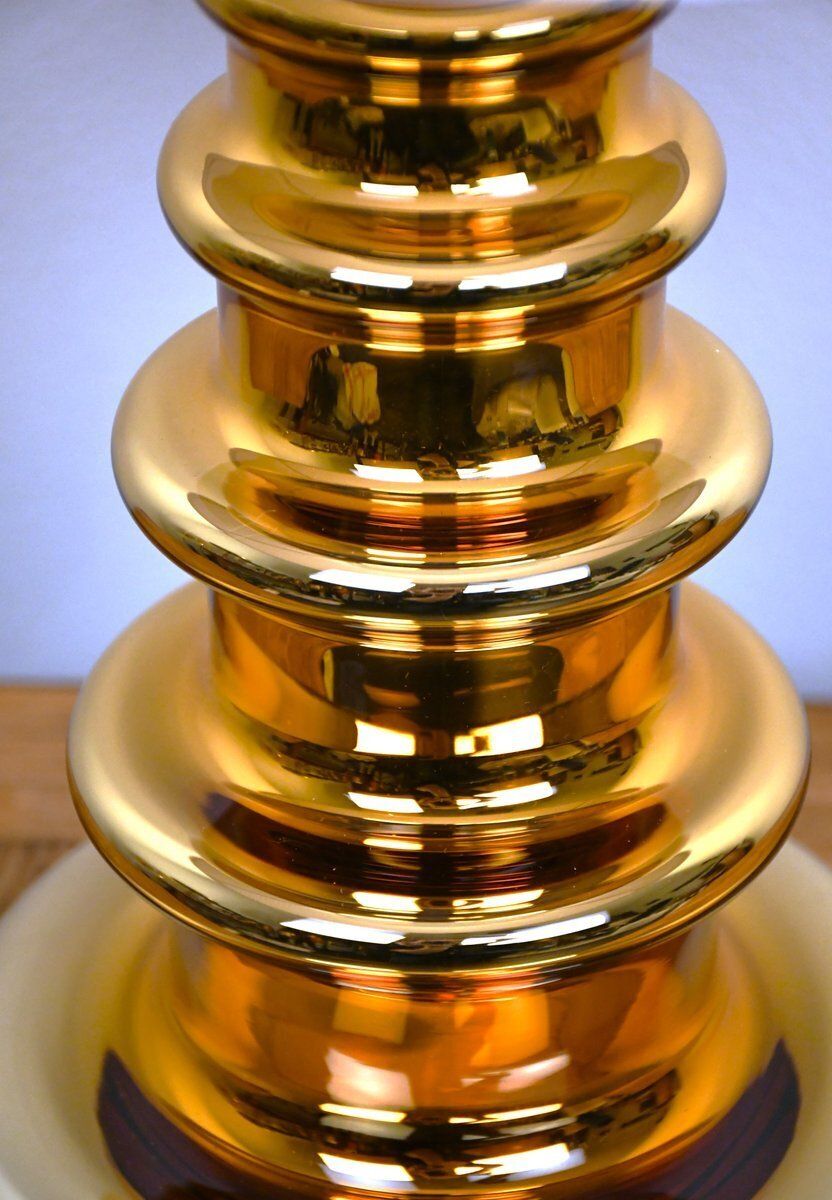 Large Mercury Golden Glass Table Lamp By Gustaf Leek For Orrefors, 1960s photo buy