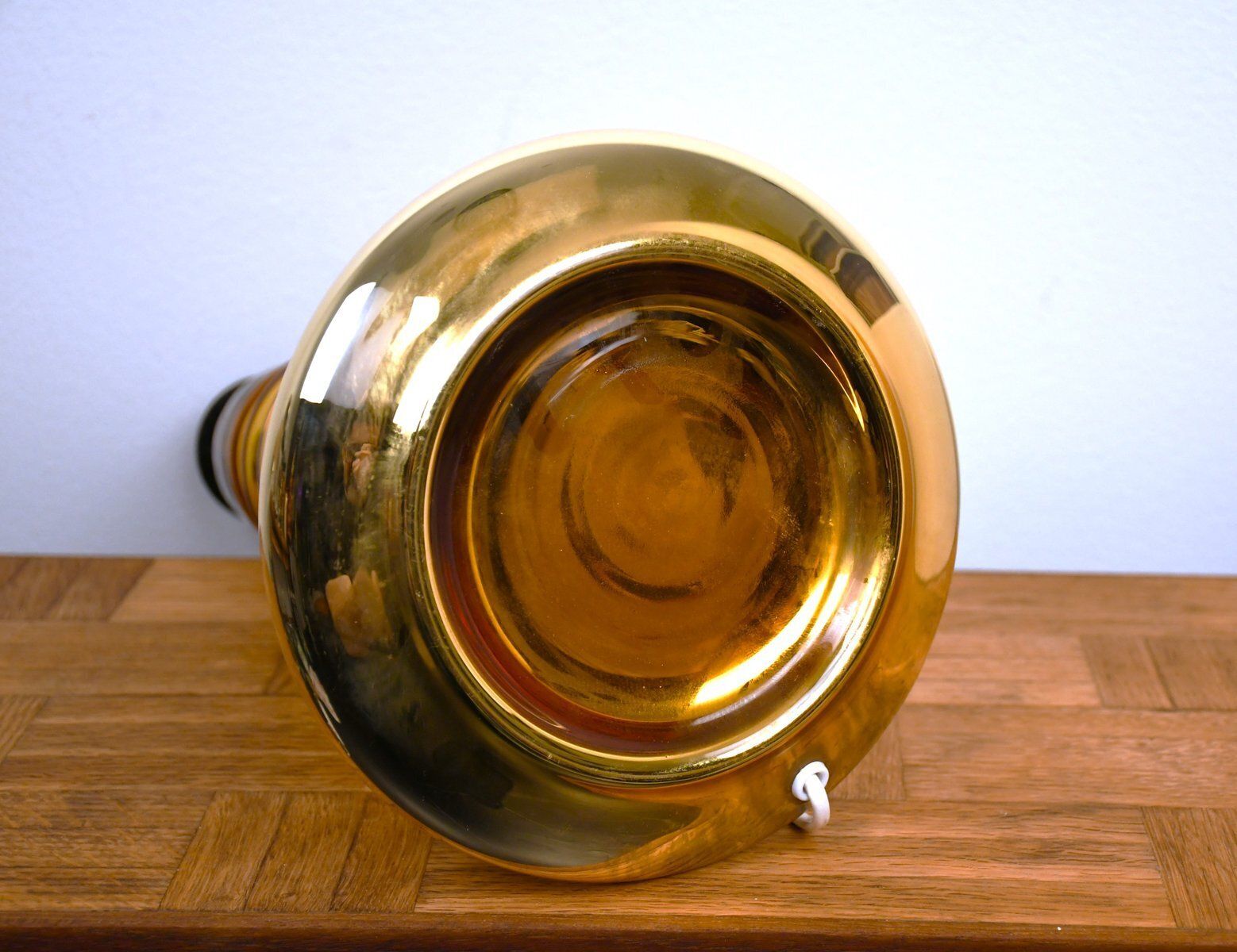 Large Mercury Golden Glass Table Lamp By Gustaf Leek For Orrefors, 1960s photo vintage