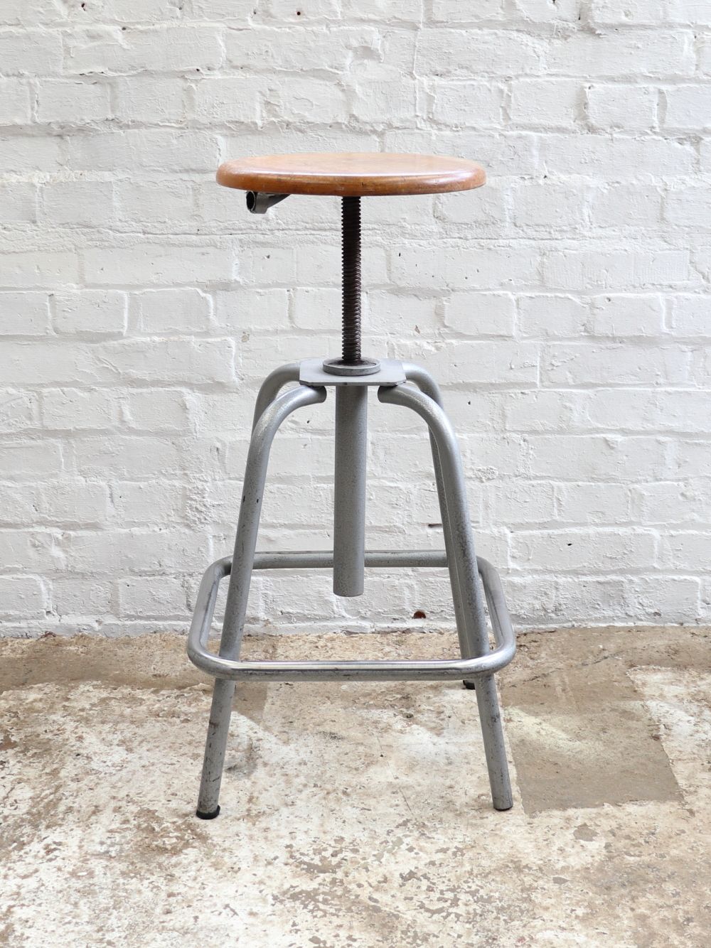 Lovely French L.Sautereau Industrial Swivel Stool photo buy