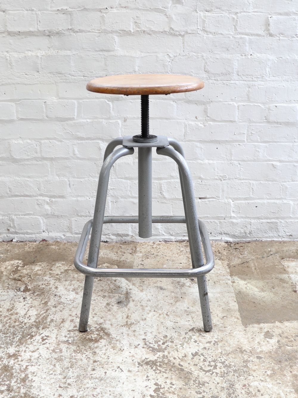 Lovely French L.Sautereau Industrial Swivel Stool
