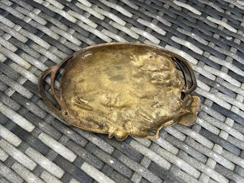 Antique French Art Nouveau Sea Nymph Shells Gilt Bronze Trinket Dish Card Tray photo for sale