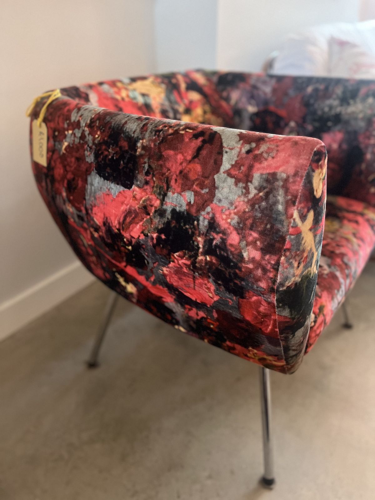 Mid Century Club Chair Reupholstered In Velvet Print By Artist Bogdan Mihai Radui photo furniture