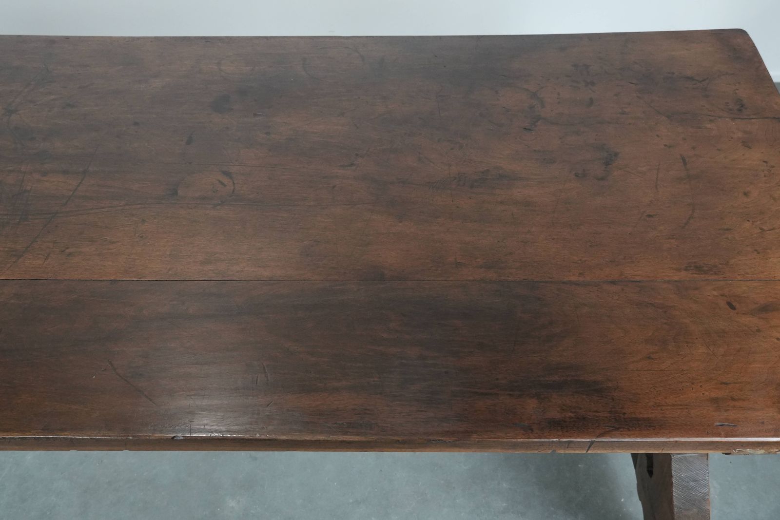 Antique 18th Century Spanish Dining Table With A Wrought Iron Base In A Unique Large Size photo vintage
