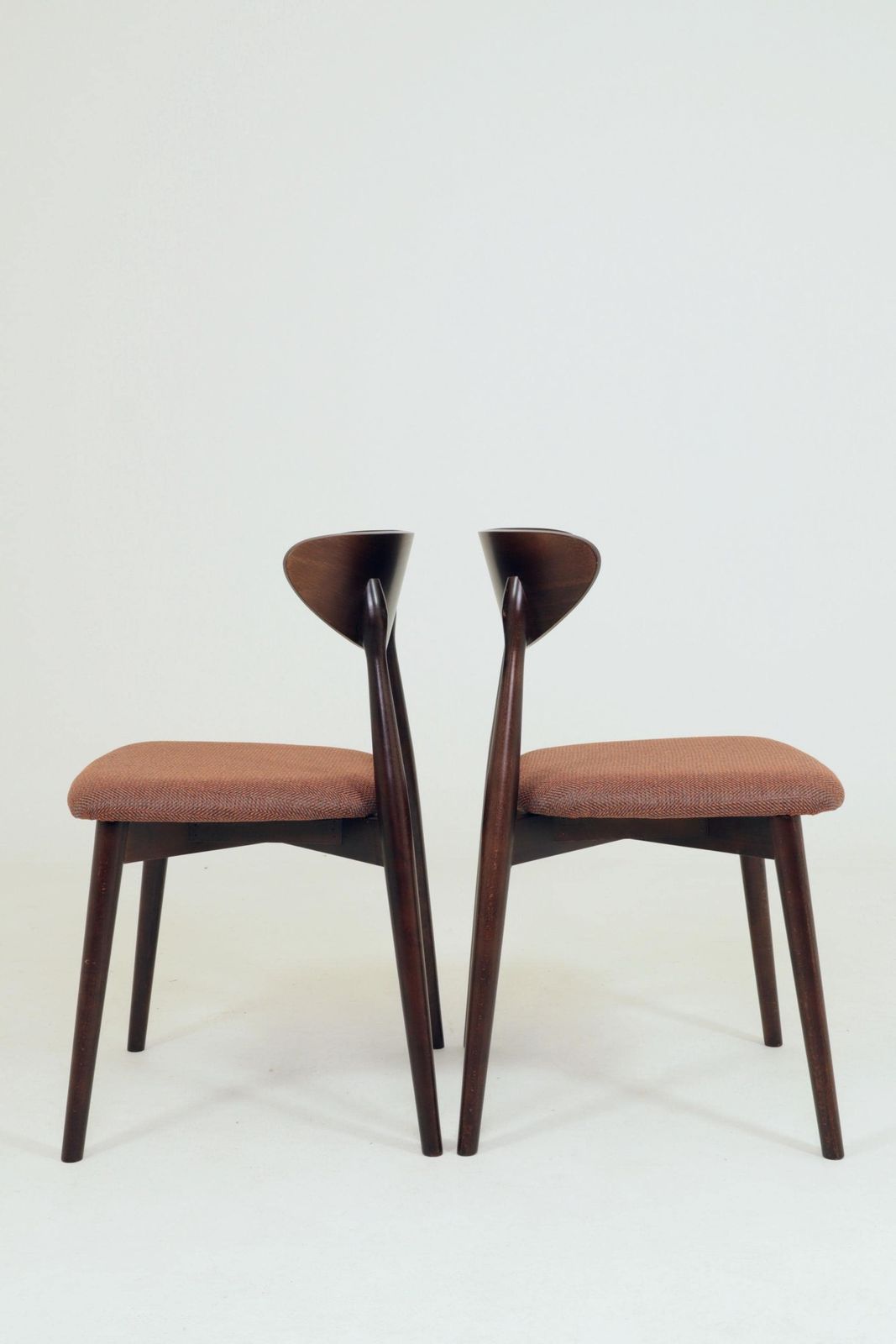 Set Of 4 Modern Beech Wood Dining Chair, Herringbone Terracota Fabric photo for sale