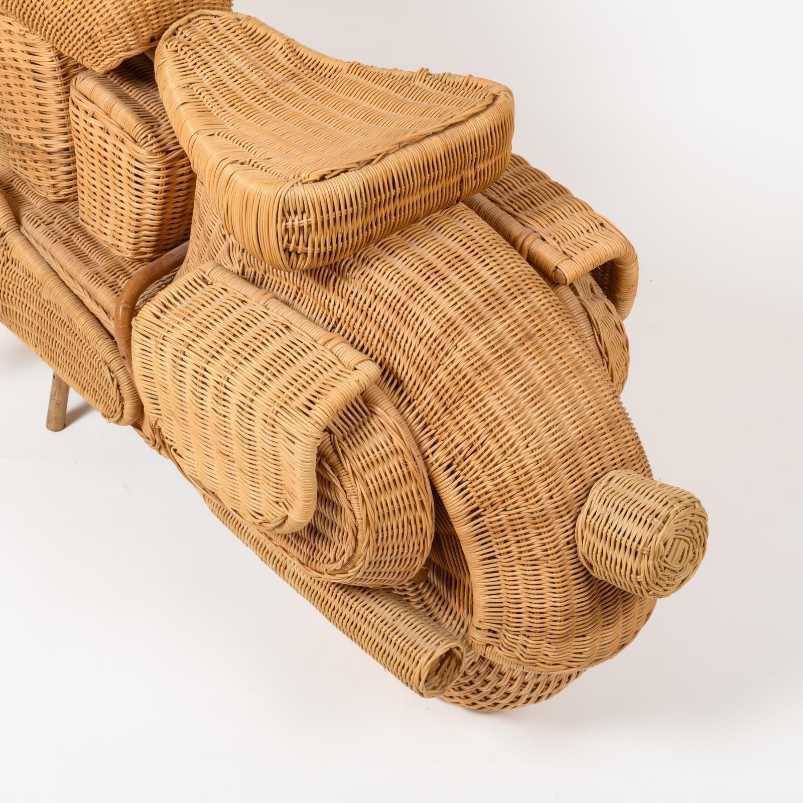 Full Size Wicker And Bentwood “Harley Davidson” Motorcycle Sculpture photo Art