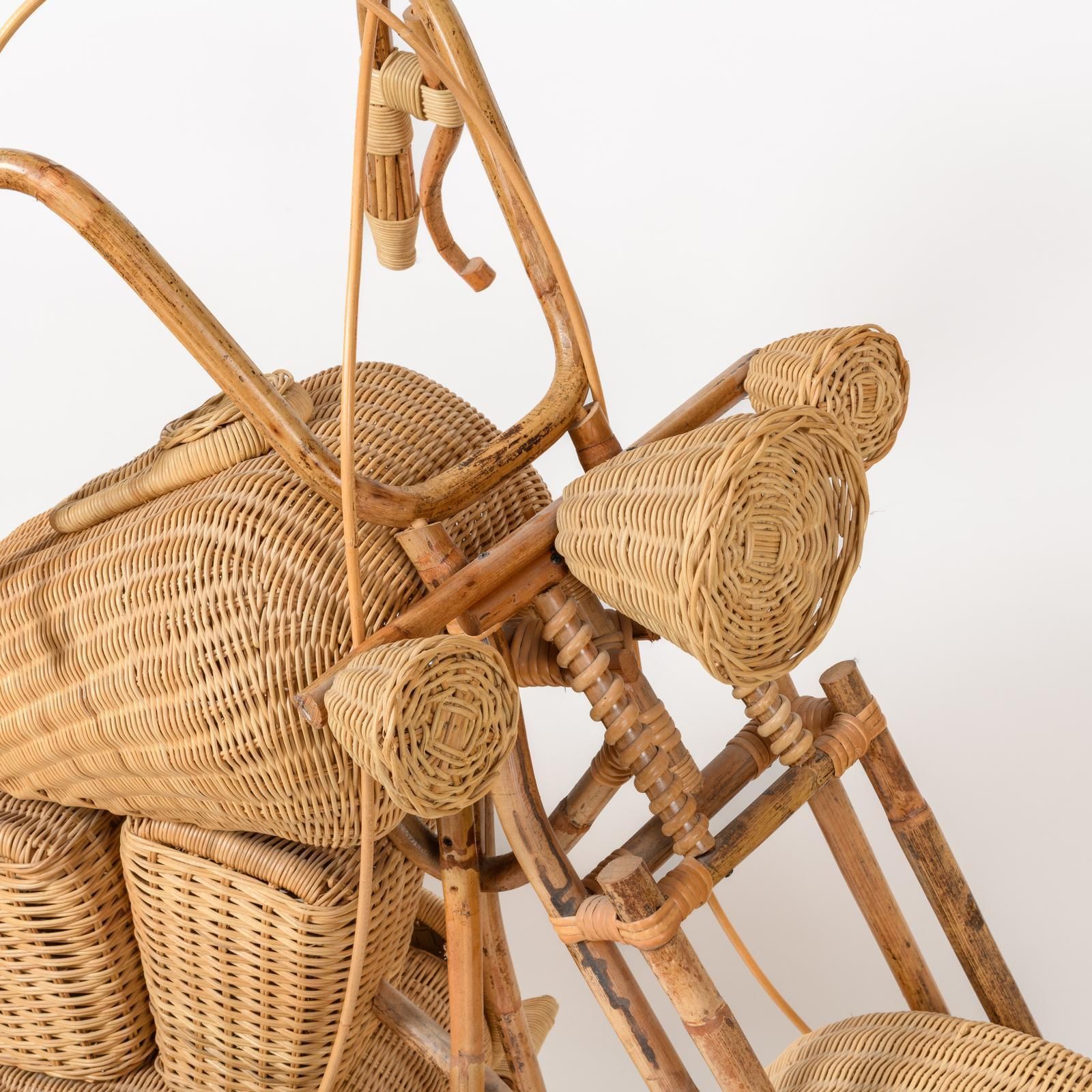 Full Size Wicker And Bentwood “Harley Davidson” Motorcycle Sculpture photo vintage