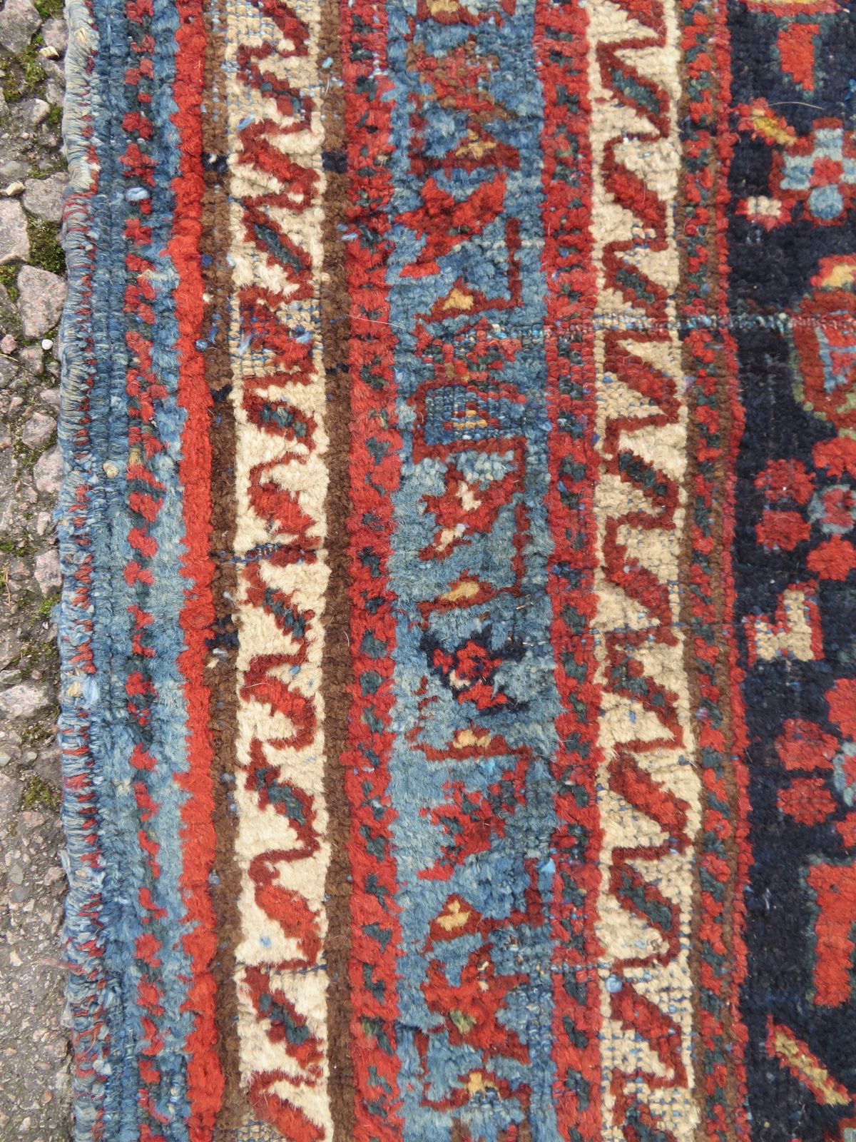 Textiles Distressed Antique Kurdish Rug. 173cm X 137cm. photo